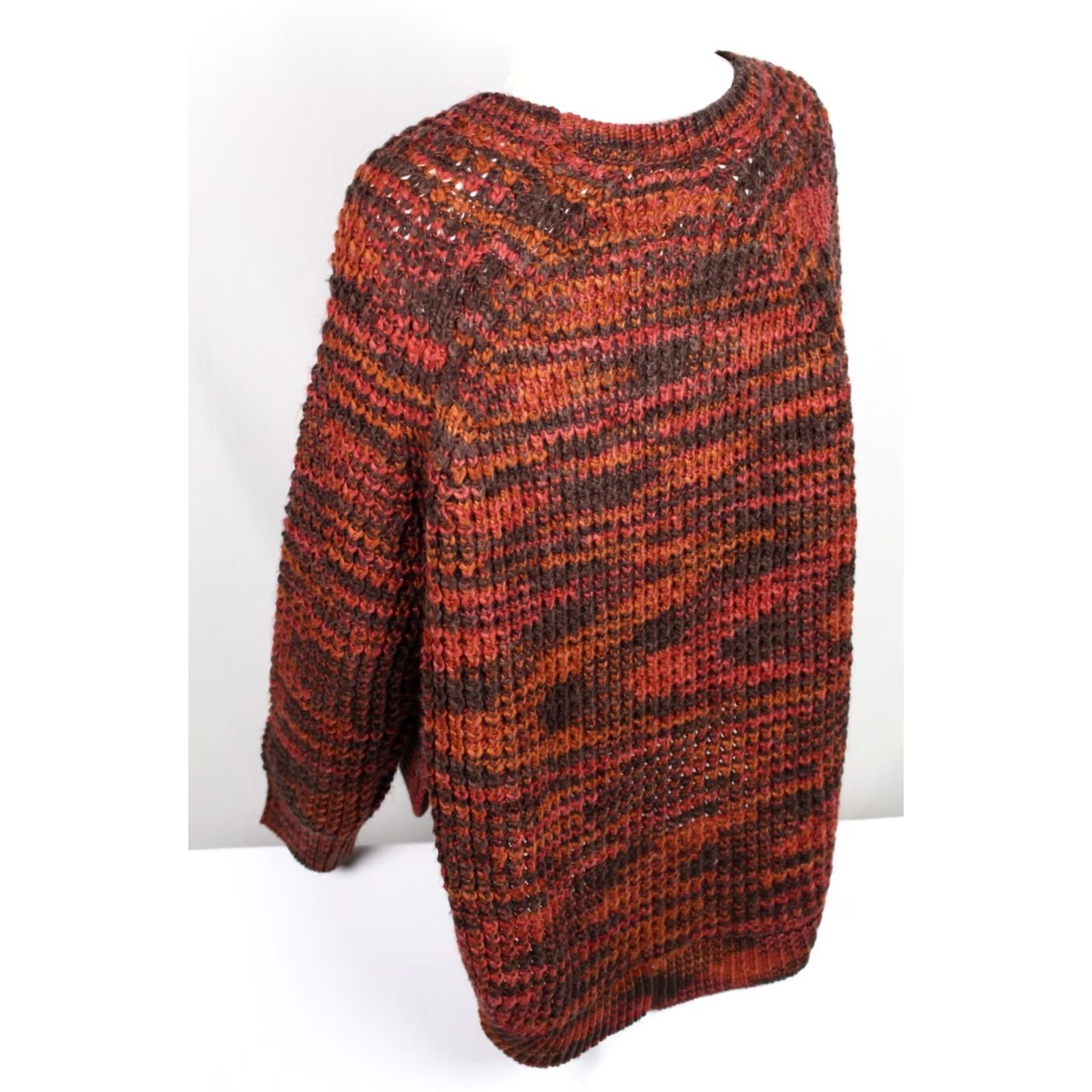 Vintage Cotton & Rye Women's Sweater Cable Knit Tassels Western XXL Fall Brown Red Size XXL / US 16-18 / IT 52-54 - 2 Thumbnail