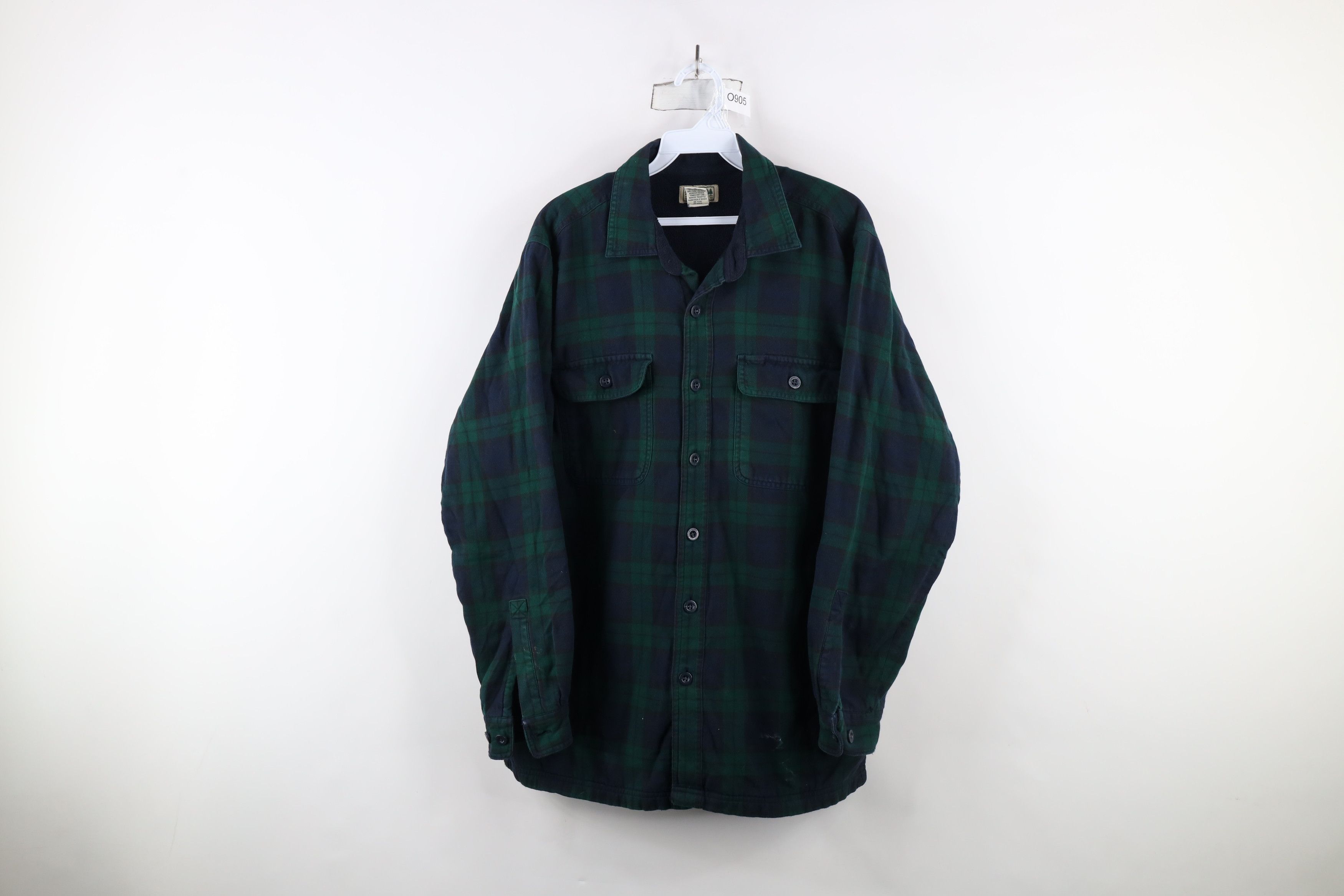 Vintage LL Bean Fleece Lined Flannel Button Shirt Jacket