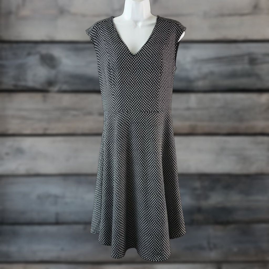 Ann Taylor VINTAGE Ann Taylor Womens Printed Dress Sz 4 Tall Blue White Sleeveless V-Neck Size S / US 4 / IT 40 - 1 Thumbnail
