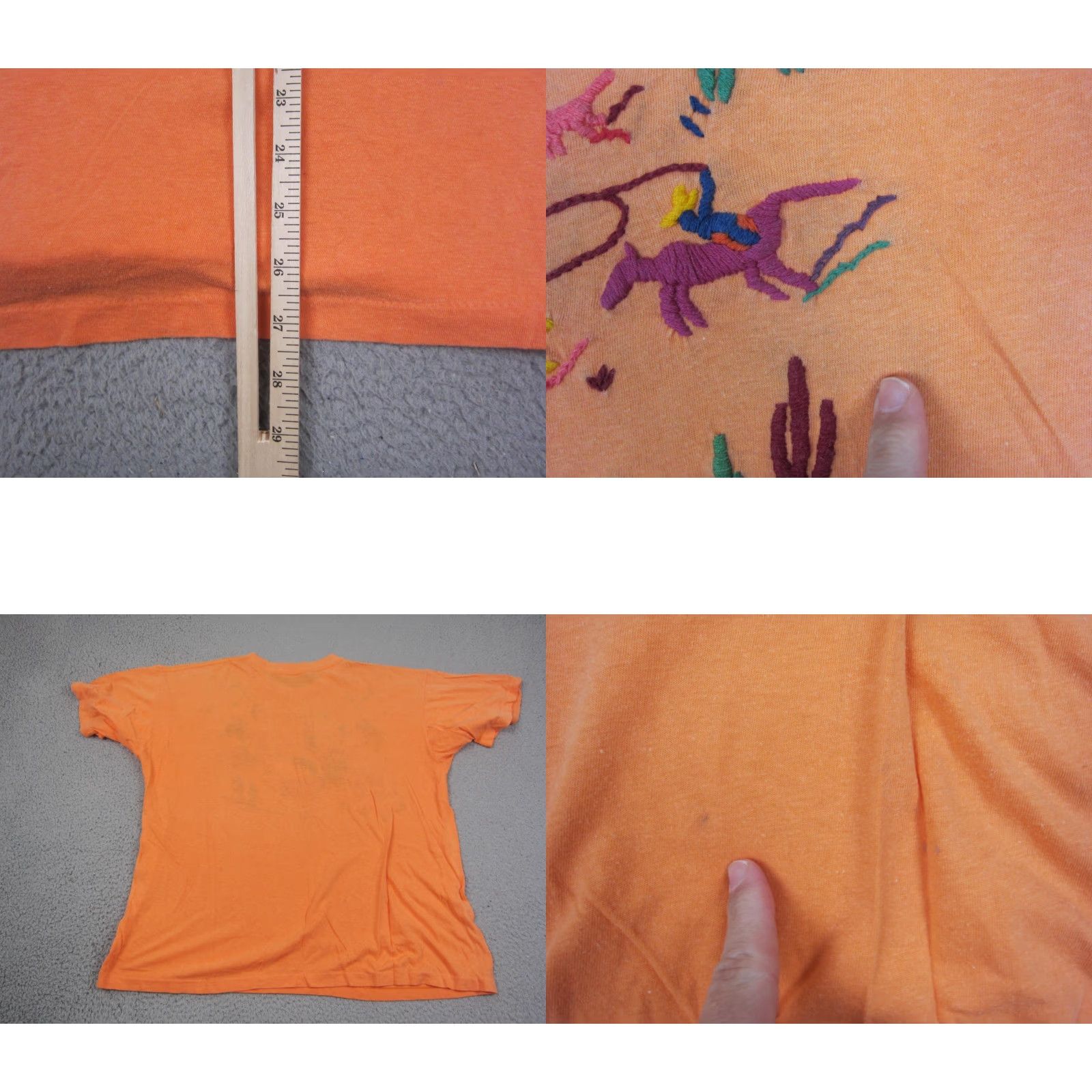 Native VINTAGE James Halber Shirt Mens XL Orange Short Sleeve Crew Neck Cotton Knit Embroidered 90s City Classic Outdoor All Seasons Womens Mens Boys Girls Size US XL / EU 56 / 4 - 8 Thumbnail