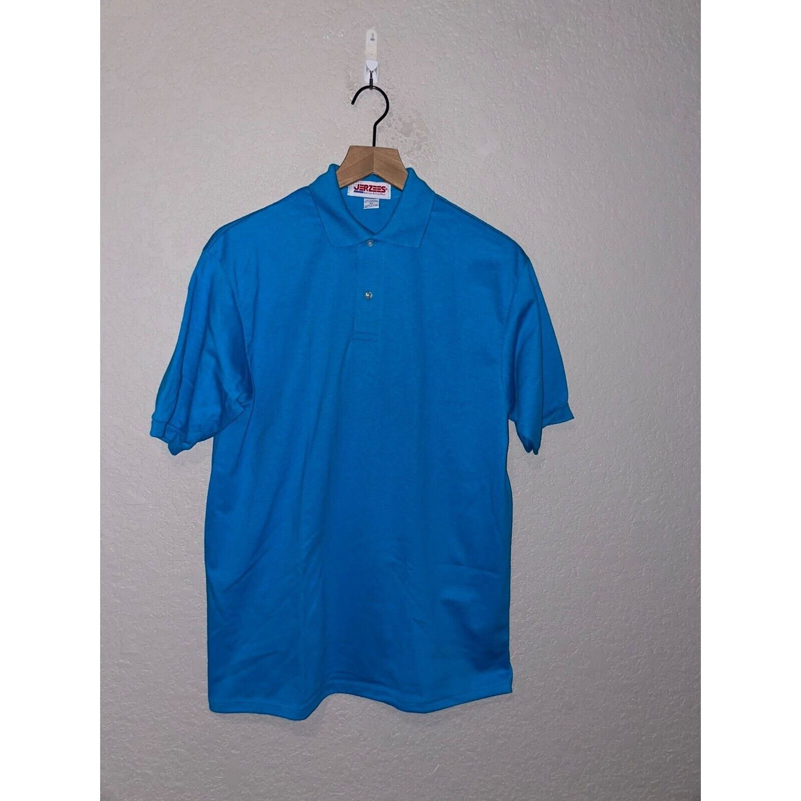 Jerzees Vintage Blue Blank Polo Shirt American Active Wear VTG M 90s Size US M / EU 48-50 / 2 - 1 Thumbnail