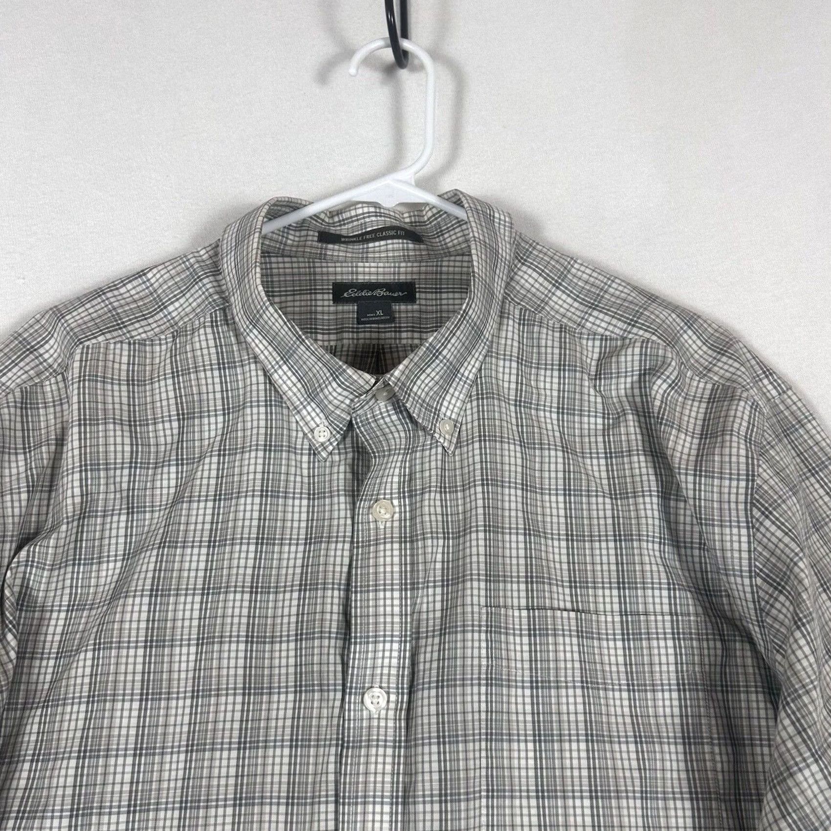 Eddie Bauer Eddie Bauer Button-Up Shirt Men XL Gray Plaid Wrinkle Resistant Short Description: Classic Fit Size US XL / EU 56 / 4 - 2 Thumbnail