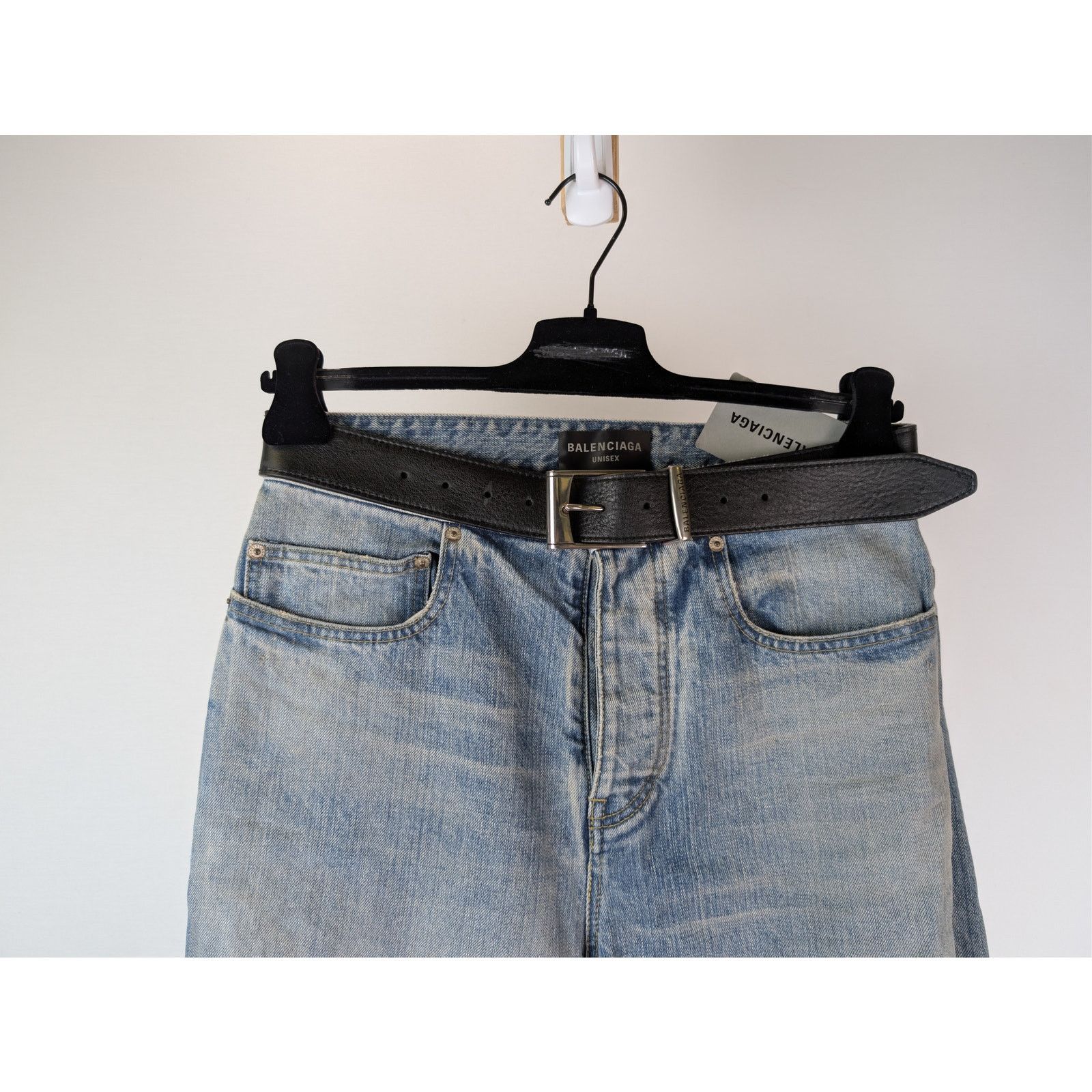 Balenciaga o1rshd1 Organic Selvedge Denim Integrated Belt Pants Size US 30 / EU 46 - 2 Thumbnail