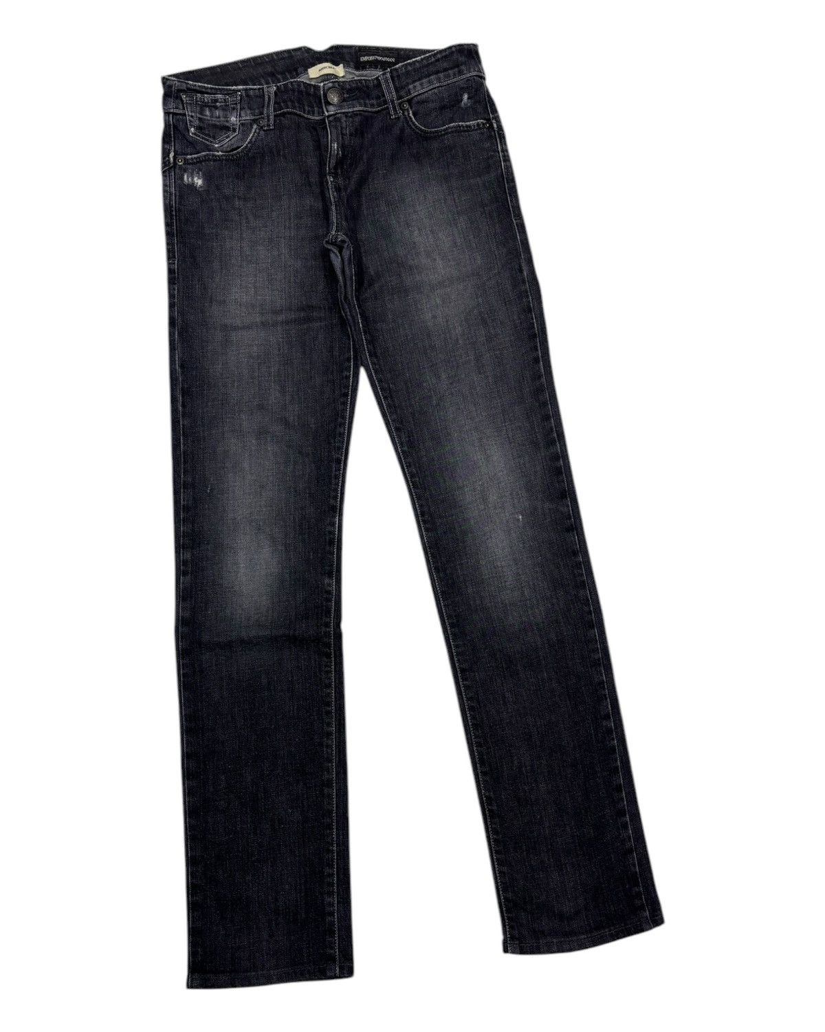 Armani × Emporio Armani × Giorgio Armani Vintage Emporio Armani Black Distressed Skinny Jeans Size 30" / US 8 / IT 44 - 3 Thumbnail