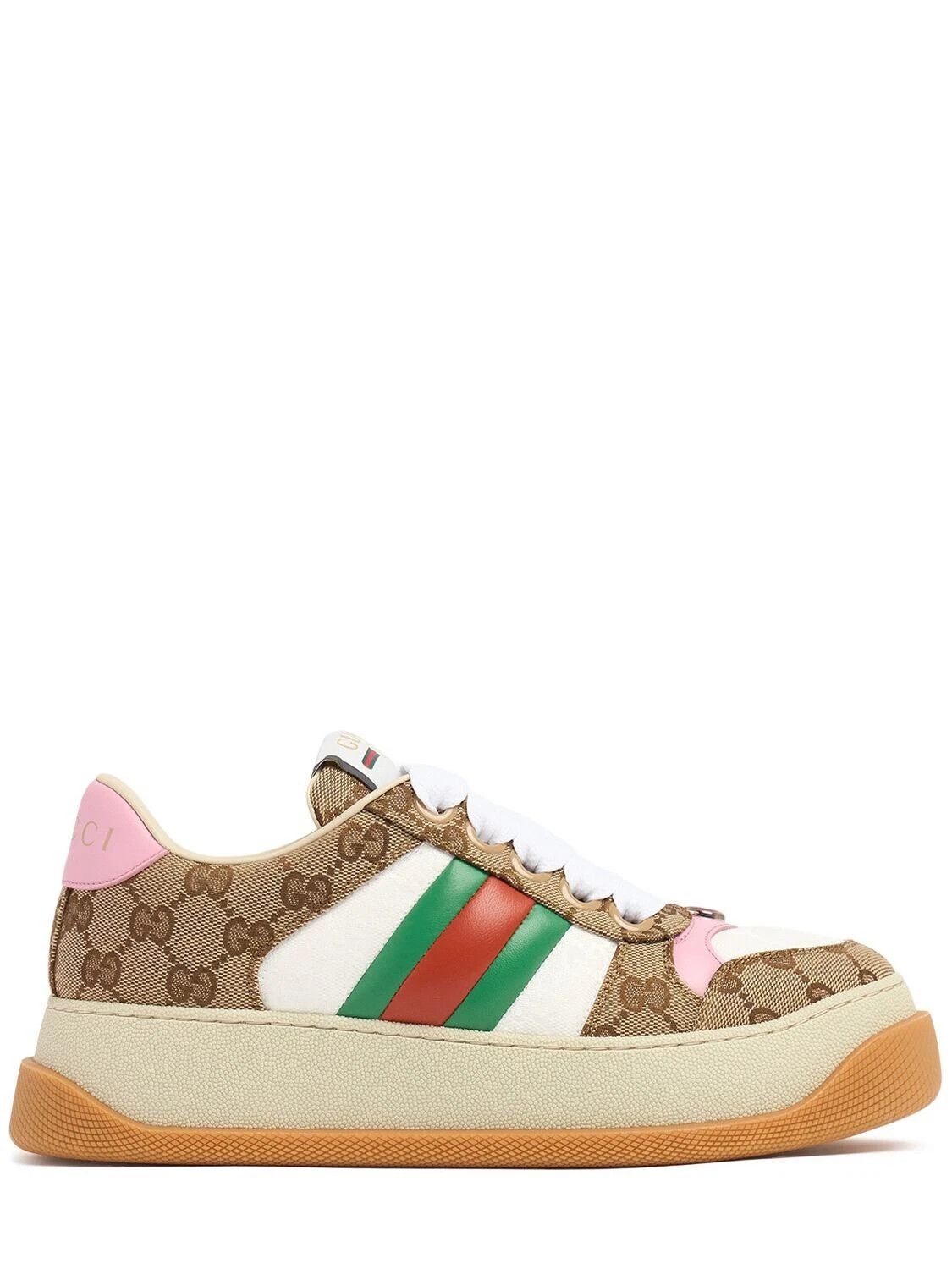 GUCCI Screener GG Web Sneakers Beige/Ebony Leather