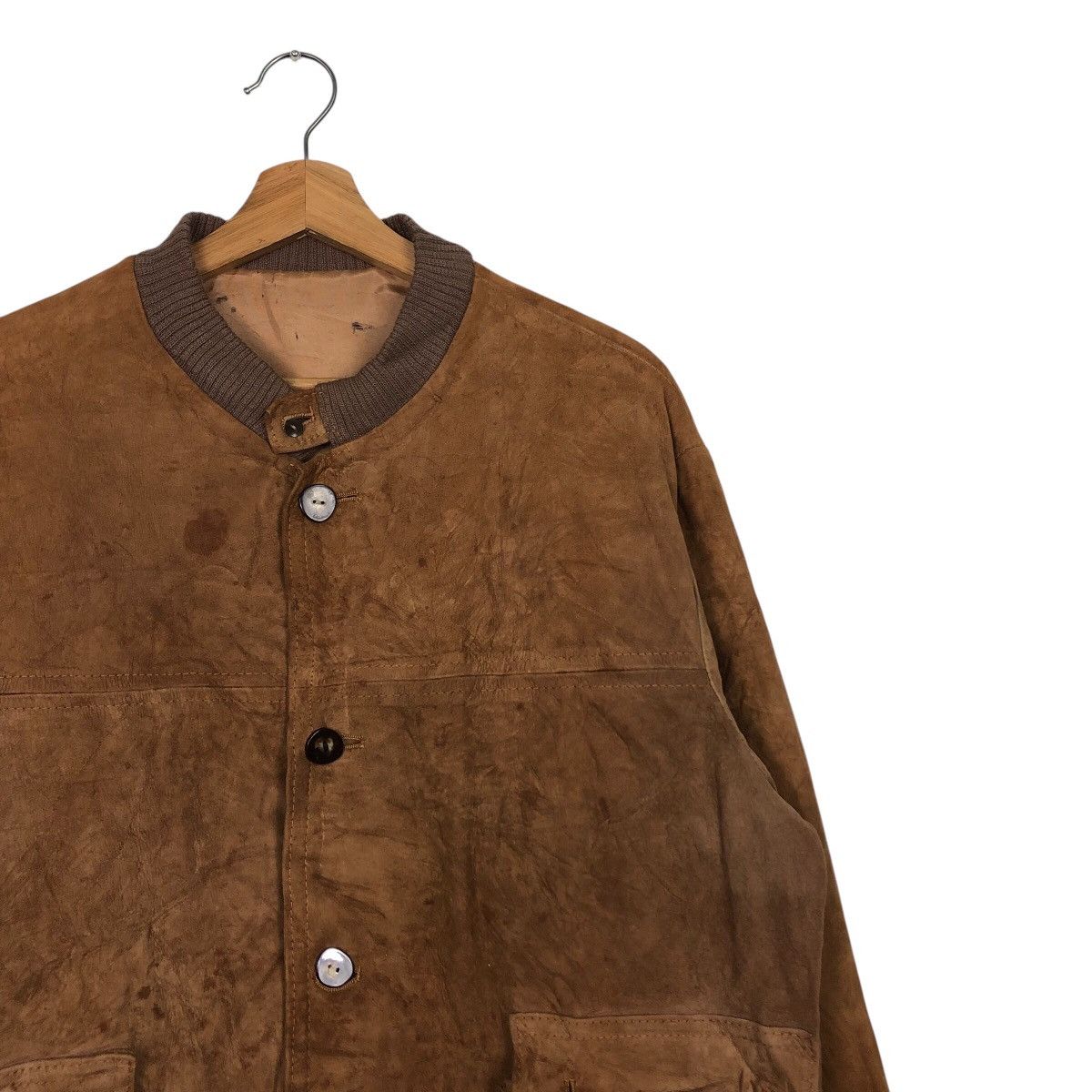 Japanese Brand 📌Vintage Genuine Leather Jacket Button Unknown Issey Miyake Size US M / EU 48-50 / 2 - 7 Thumbnail