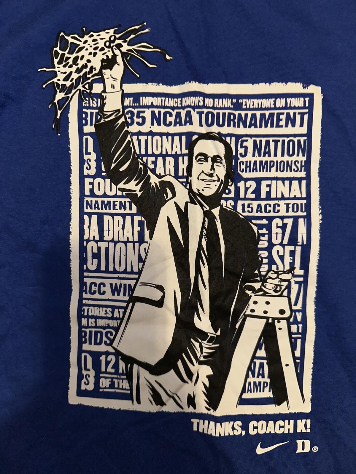 Nike Nike Men’s College Duke Blue Devils Thank You Coach K Royal T-Shirt Size US M / EU 48-50 / 2 - 2 Thumbnail