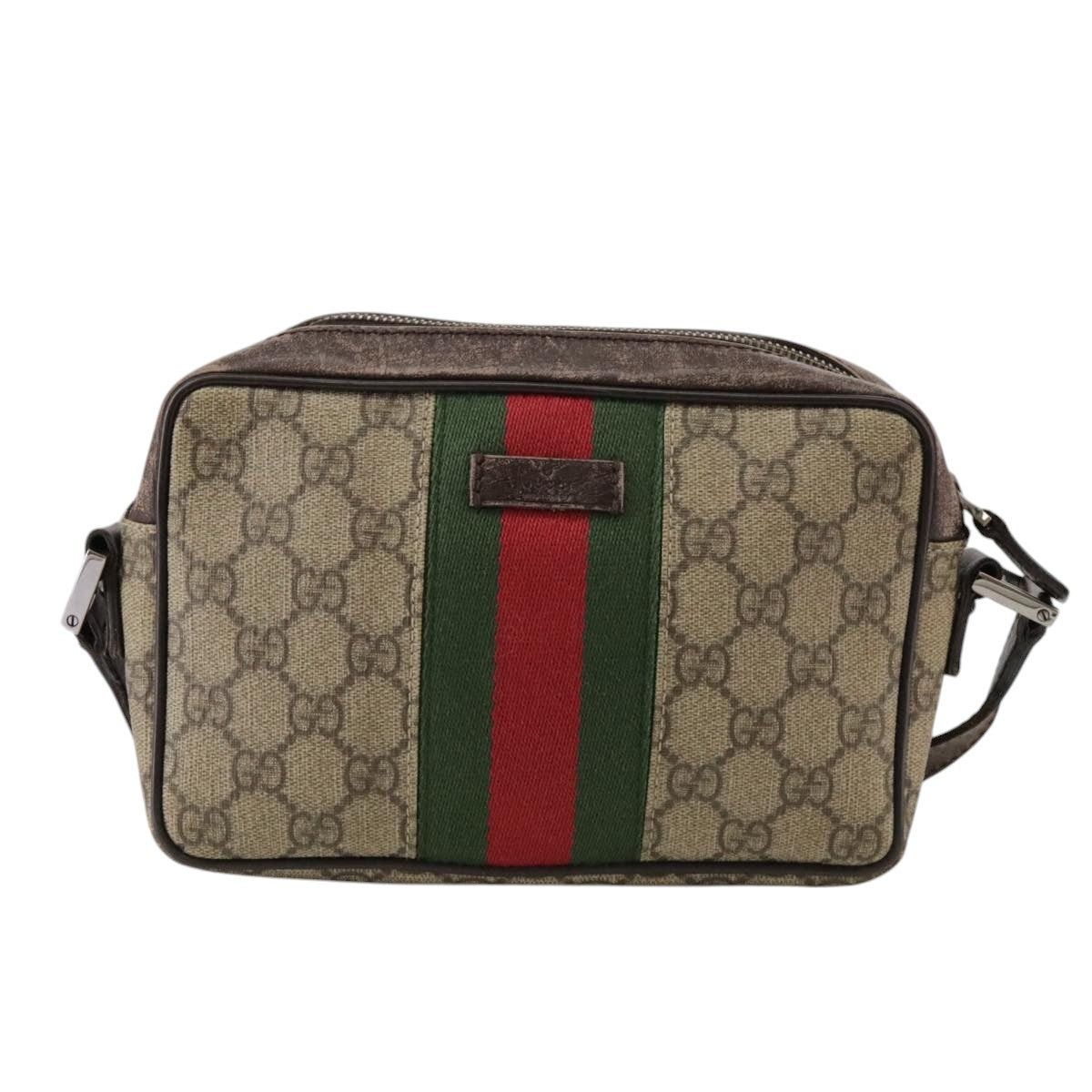 Gucci GUCCI GG Supreme Web Sherry Line Shoulder Bag Beige Silver Size ONE SIZE - 2 Thumbnail