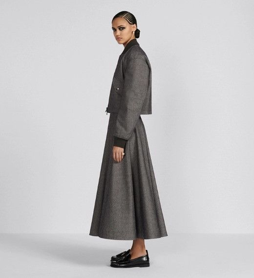 Dior o1w1db10225 Mid-Length Flared Skirt in Gray Size 28" / US 6 / IT 42 - 5 Thumbnail