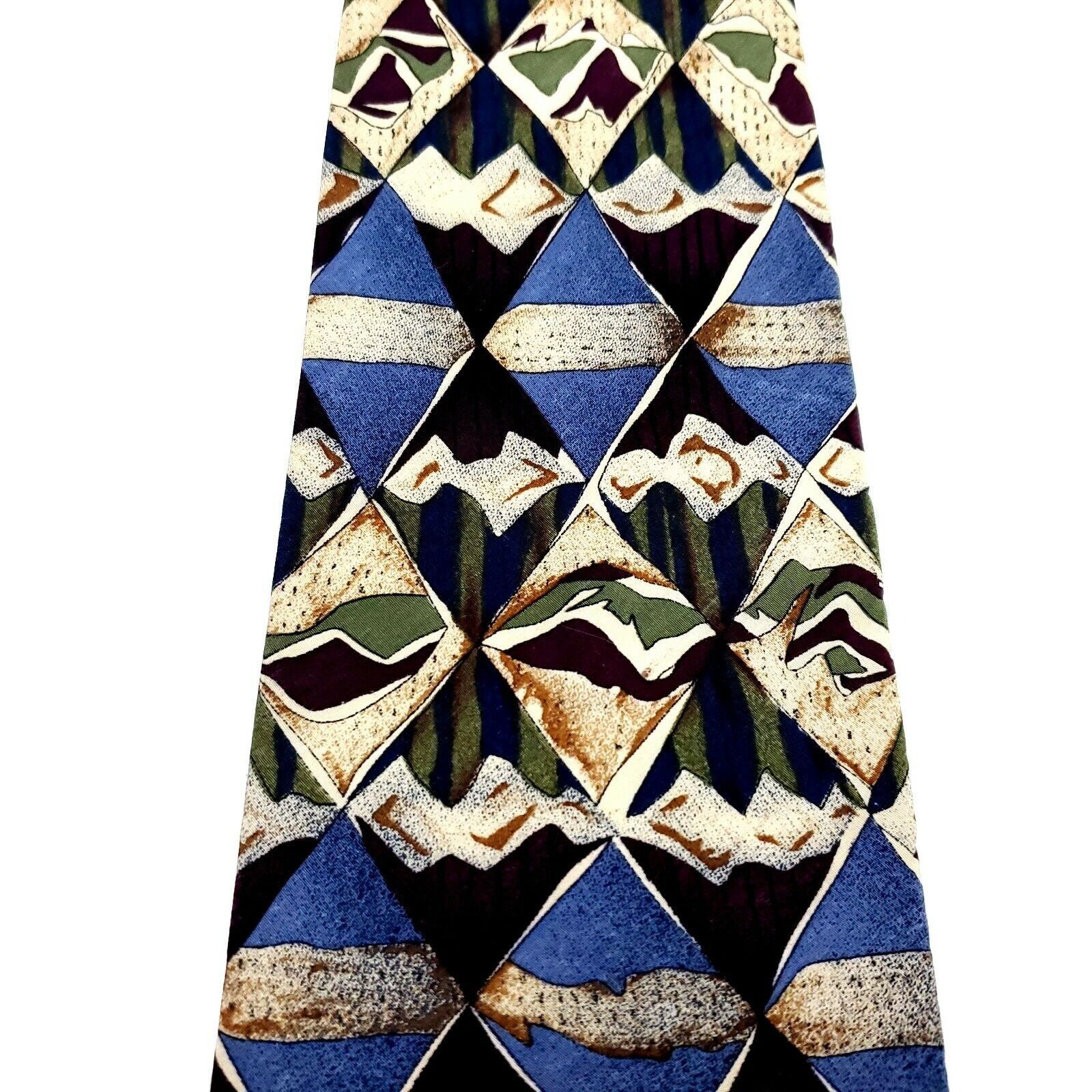 Other Requirements Polyester Tie Blue Abstract Reddish Brown Size ONE SIZE - 2 Thumbnail