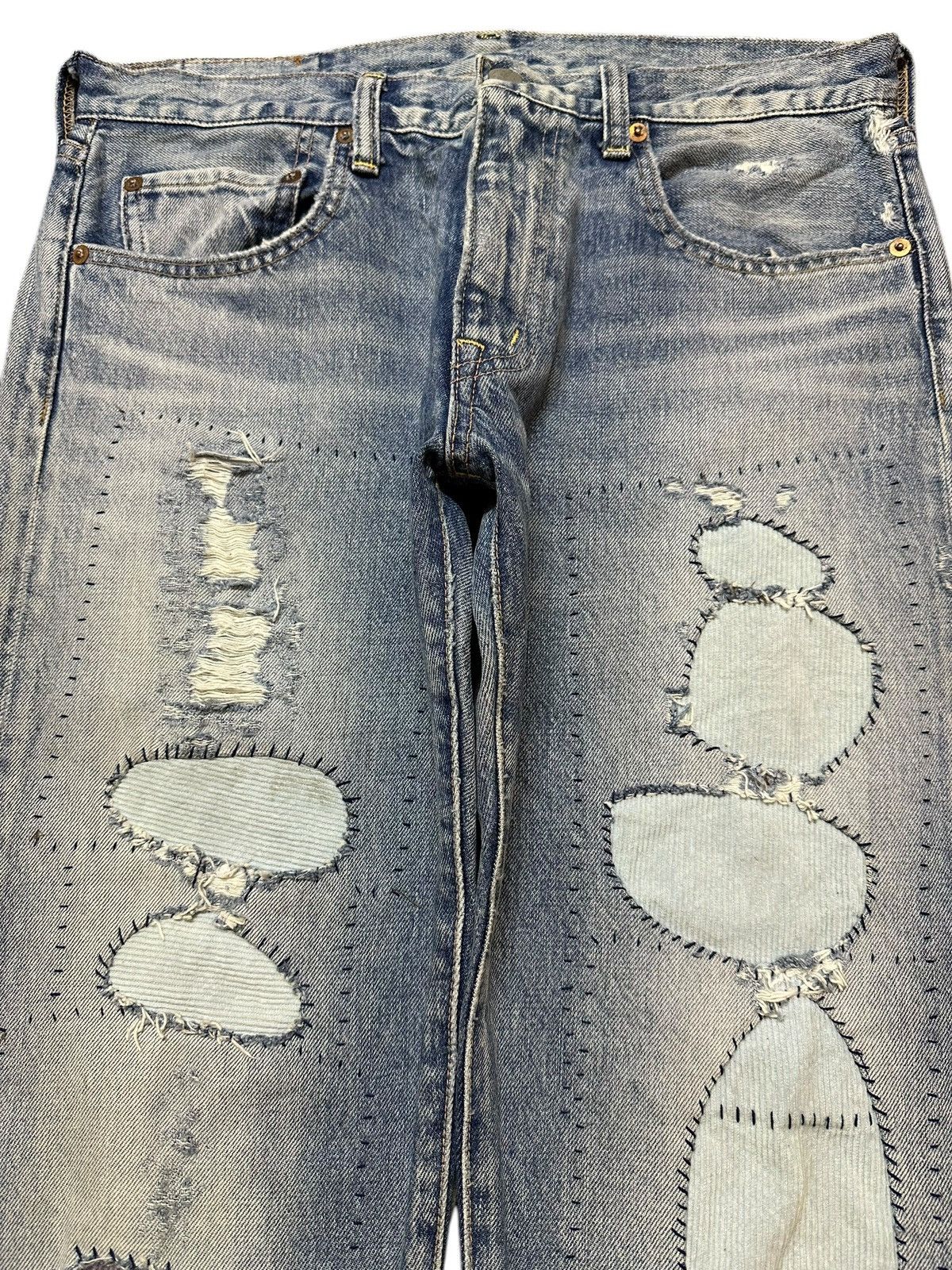Japanese Brand Vintage Japanese Brand Faded Wash Distressed Patch Jeans Size US 32 / EU 48 - 3 Thumbnail