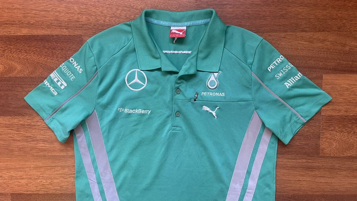Mercedes-Benz × Puma × Vintage 2014 MERCEDES AMG PETRONAS F1 REFLECTIVE SET-UP POLO SHIRT Size US S / EU 44-46 / 1 - 2 Thumbnail
