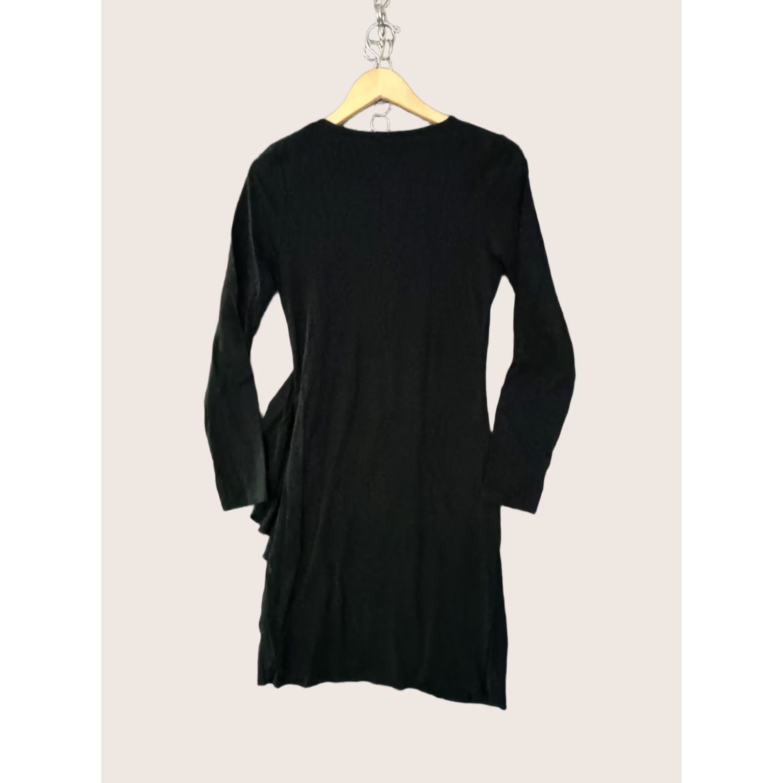 Vintage BTFBM Women’s Fashion Wrap V Neck Dress Long Sleeve Black Size S Size S / US 4 / IT 40 - 1 Thumbnail