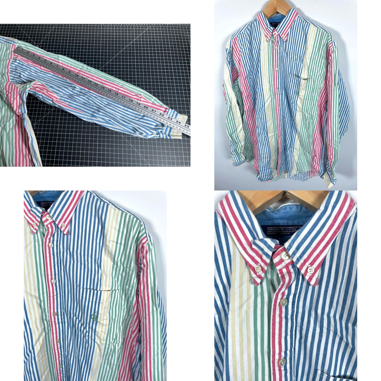 Nautica Nautica Shirt Men's XL Colorful Striped Oversized VTG Preppy Pattern Primary Button-Up Collared Long Sleeve Casual Multicolor Size US XL / EU 56 / 4 - 8 Thumbnail