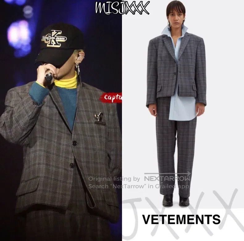 Vetements Vetements Gray-blue checkered padded shoulder suit Size US XS / EU 42 / 0 - 8 Thumbnail