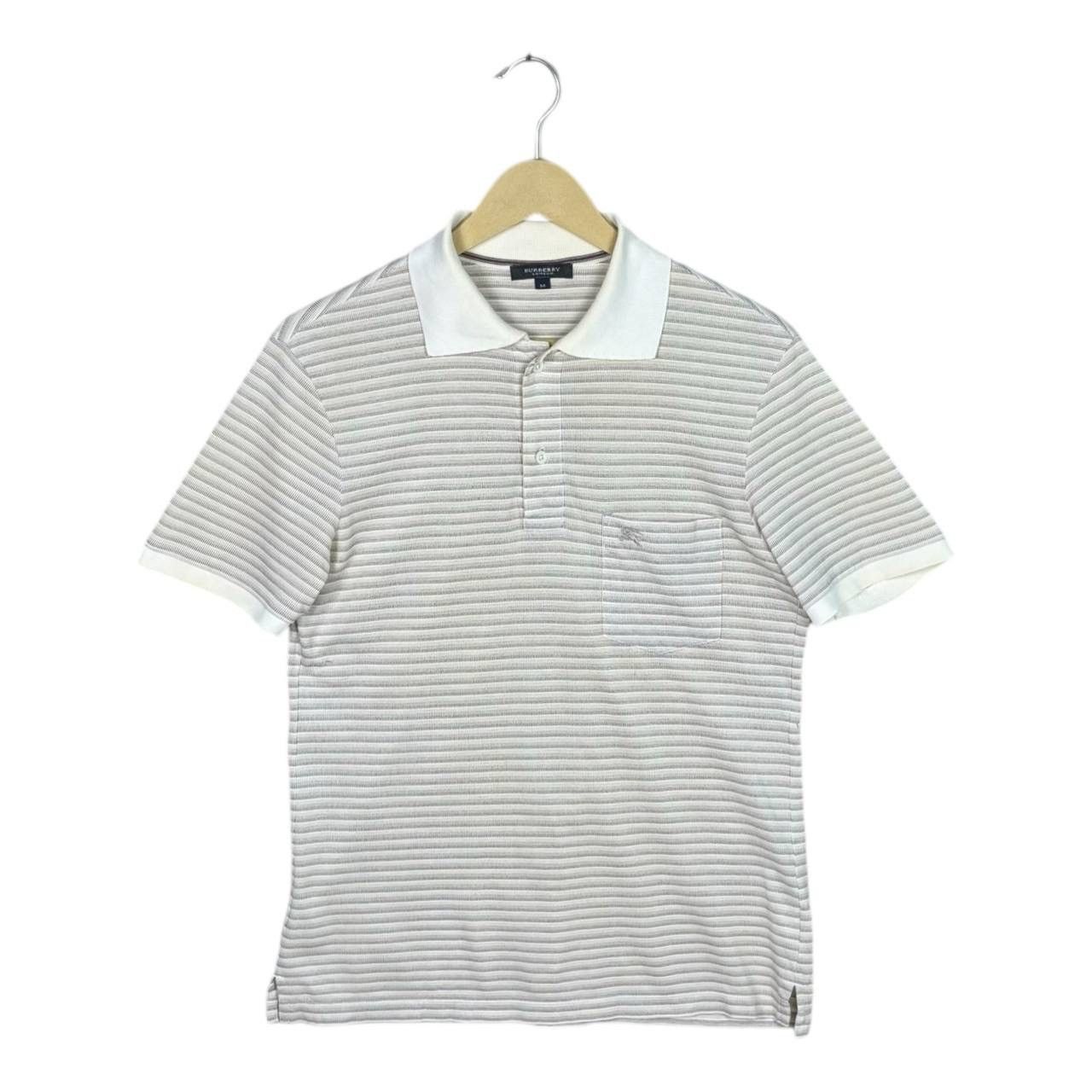 Burberry Vtg Burberry London Striped Knit Polo Shirt Brwon White Sz M Size US M / EU 48-50 / 2 - 1 Thumbnail