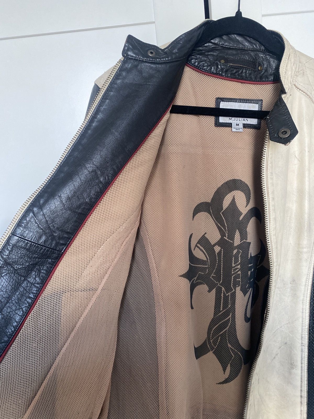 M. Julian × Wilsons Leather Two-Tone black and cream leather moto jacket Size US M / EU 48-50 / 2 - 4 Thumbnail