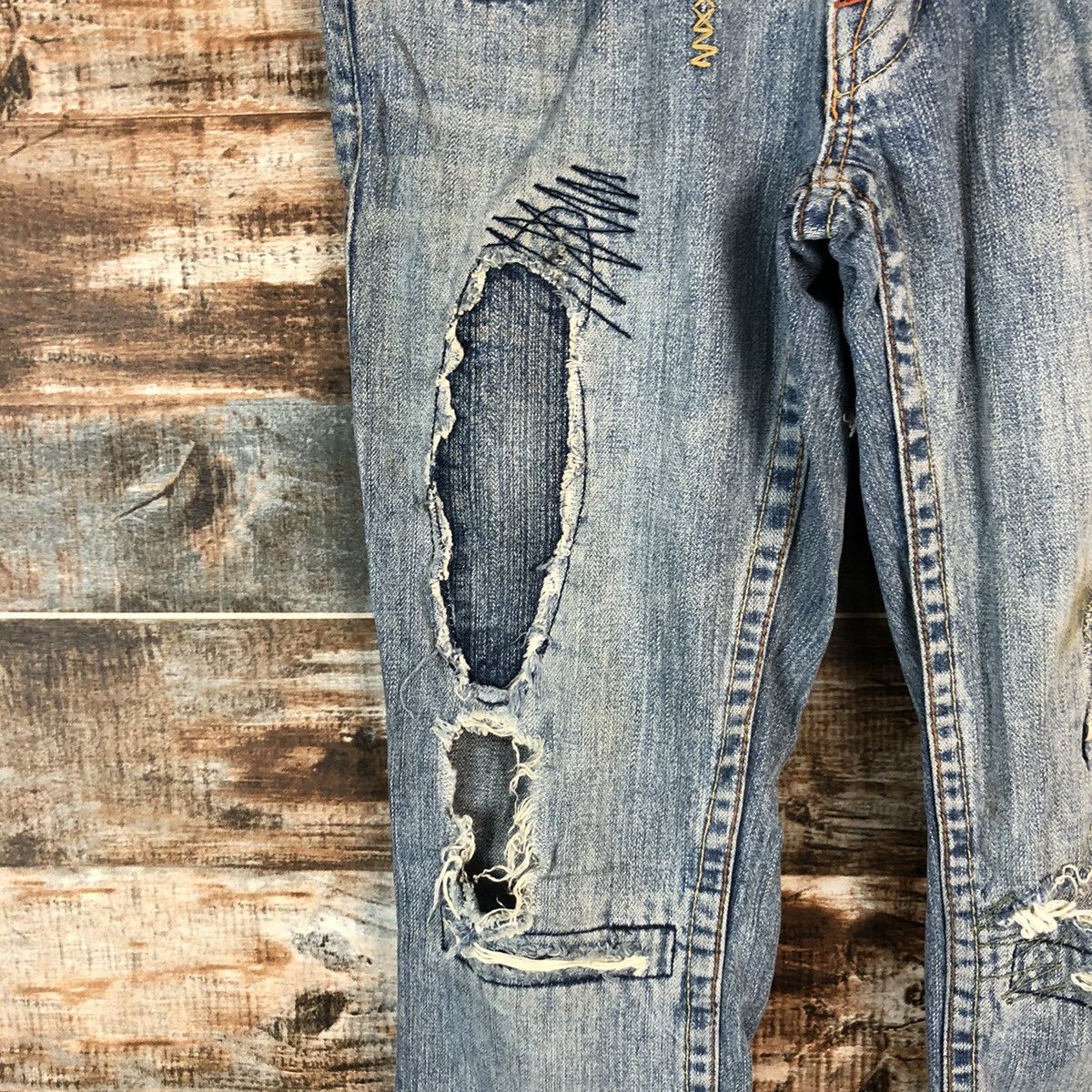 True Religion DLL True Religion Blue Distressed ripped Denim Pants #A2143 Size 26" / US 2 / IT 38 - 9 Thumbnail