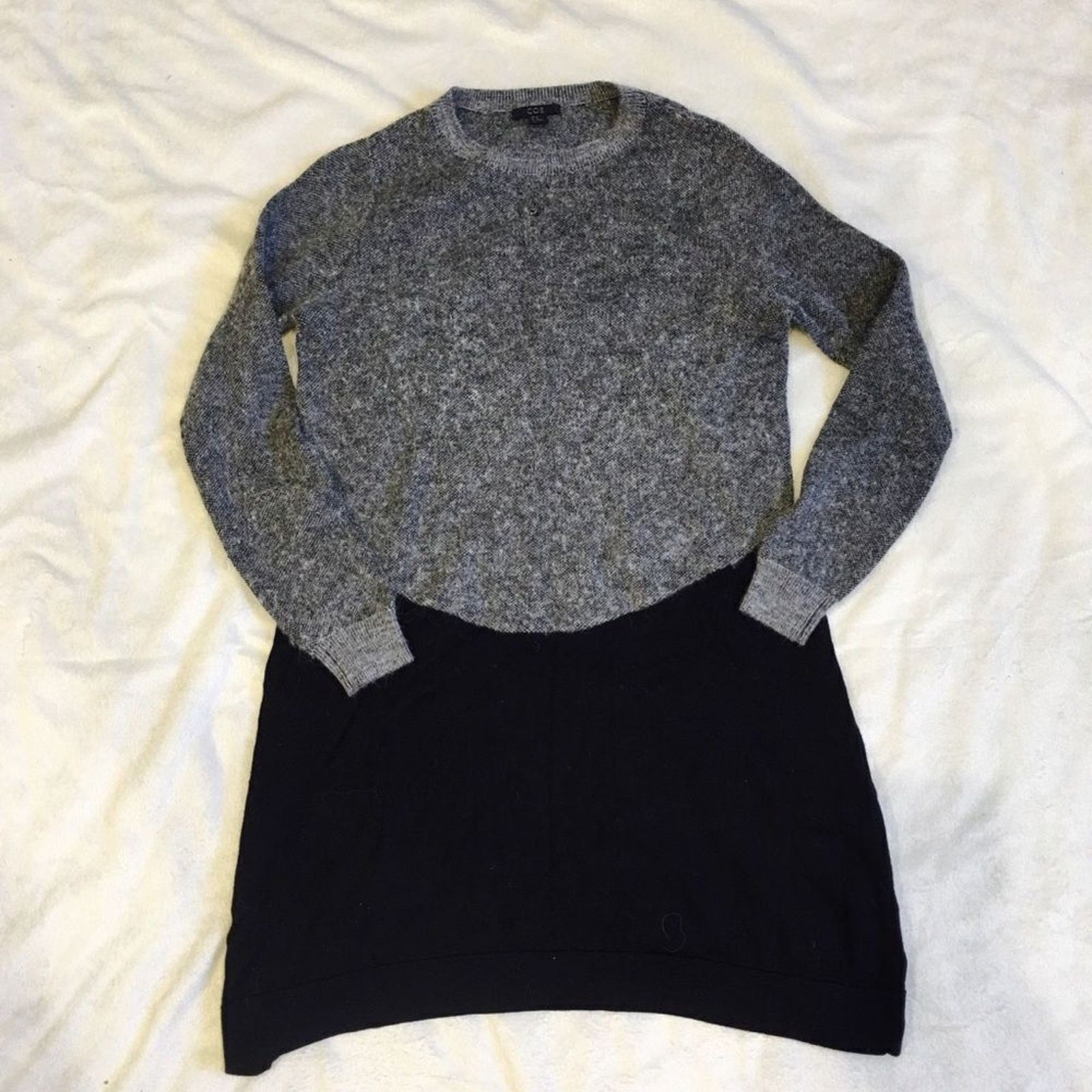 Cos Cos Color Block Black and Gray Long Tunic Sweater | Sz XS Size XS / US 0-2 / IT 36-38 - 2 Thumbnail