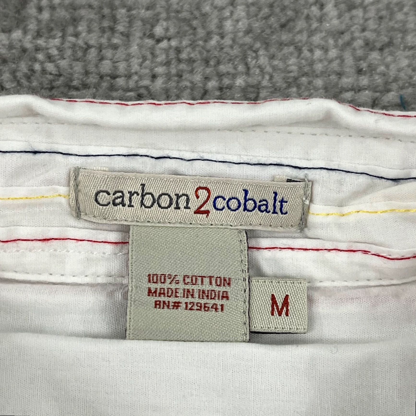 Carbon2Cobalt CARBON 2 COBALT Shirt Mens Medium White Red Blue Striped Button Up Long Sleeve Size US M / EU 48-50 / 2 - 2 Thumbnail