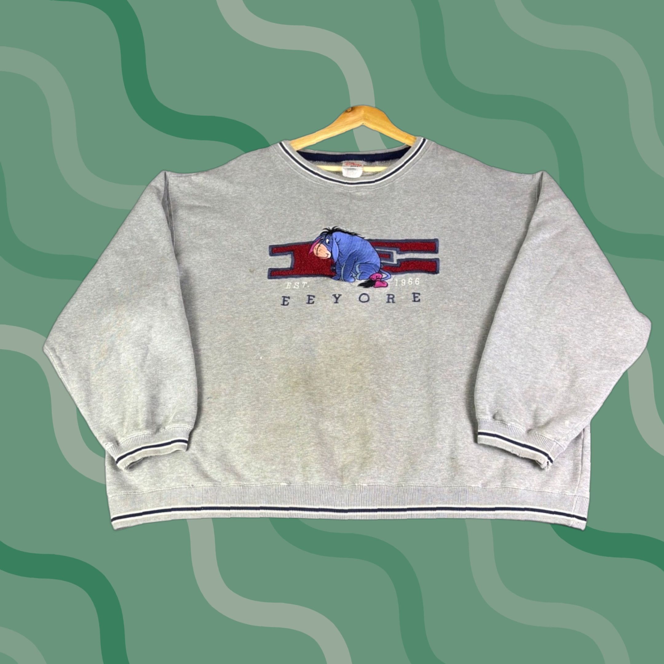Disney VINTAGE Disney Store Sweatshirt XL Gray Eeyore Embroidered 90s Y2K Size US XL / EU 56 / 4 - 1 Thumbnail