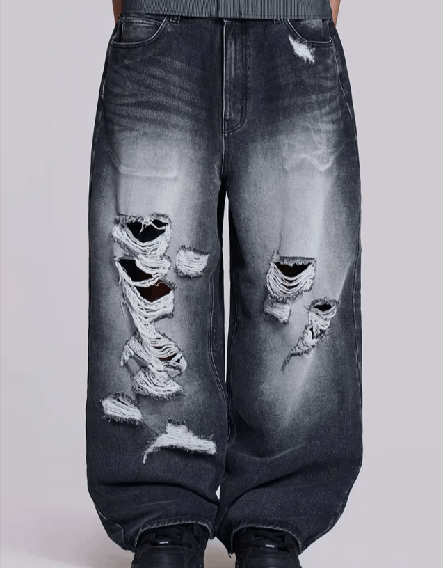 Japanese Brand Oversized Skull Offset Loose Jeans Size US 30 / EU 46 - 1 Thumbnail