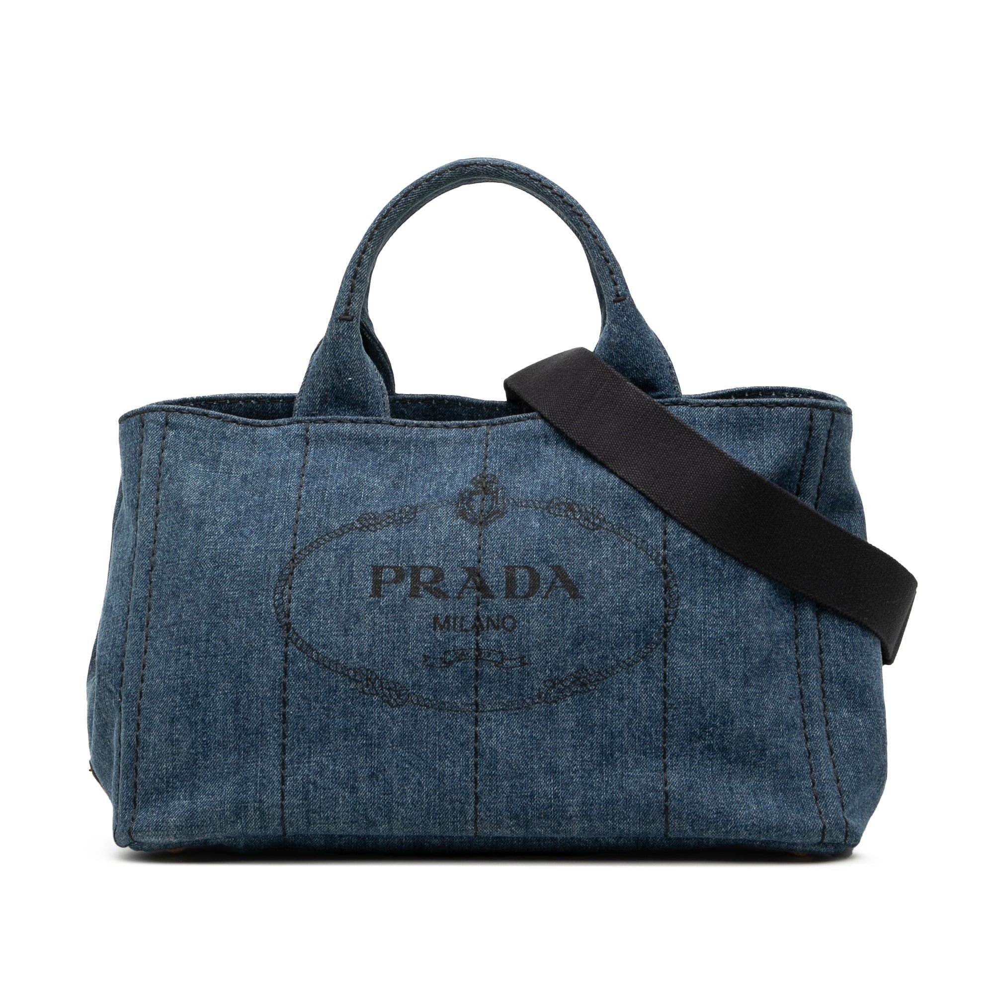 Prada Large Denim Canapa Logo Satchel Size ONE SIZE - 1 Thumbnail