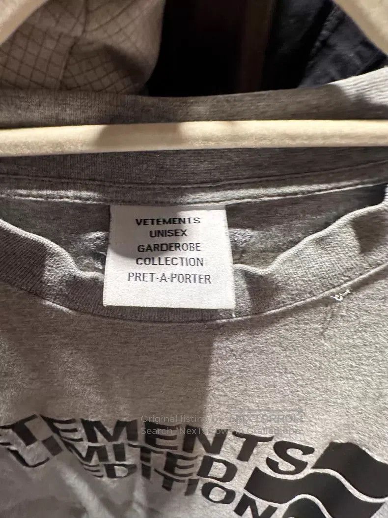 Vetements VETEMENTS Limited Edition Grey T-Shirt, XS Size Size US XS / EU 42 / 0 - 3 Thumbnail