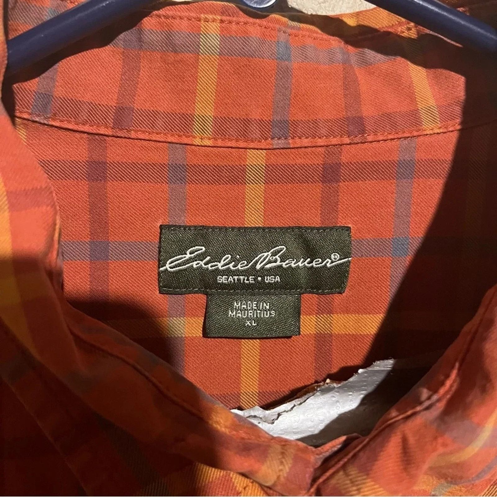 Eddie Bauer Eddie Bauer Shirt XL Orange Plaid Long Sleeve Button Up Size US XL / EU 56 / 4 - 5 Thumbnail