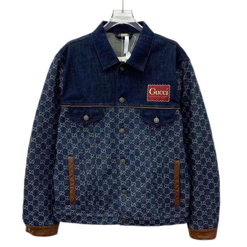 Gucci Blue logo old flower full print denim jacket 2503-Ne