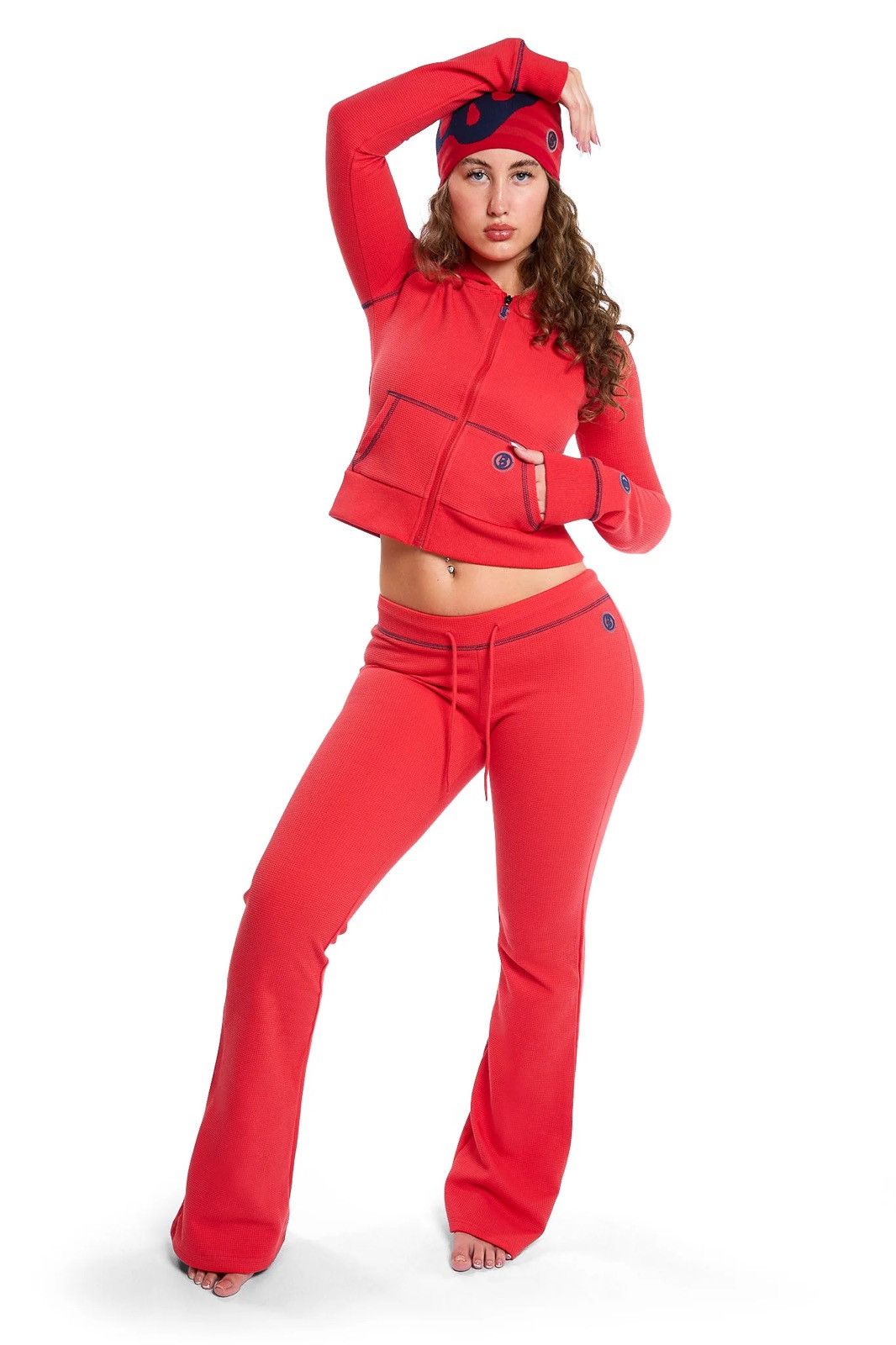 Body by Raven Tracy Body by Raven Waffle Knit Set (Red/ Navy) Size XS / US 0-2 / IT 36-38 - 1 Thumbnail