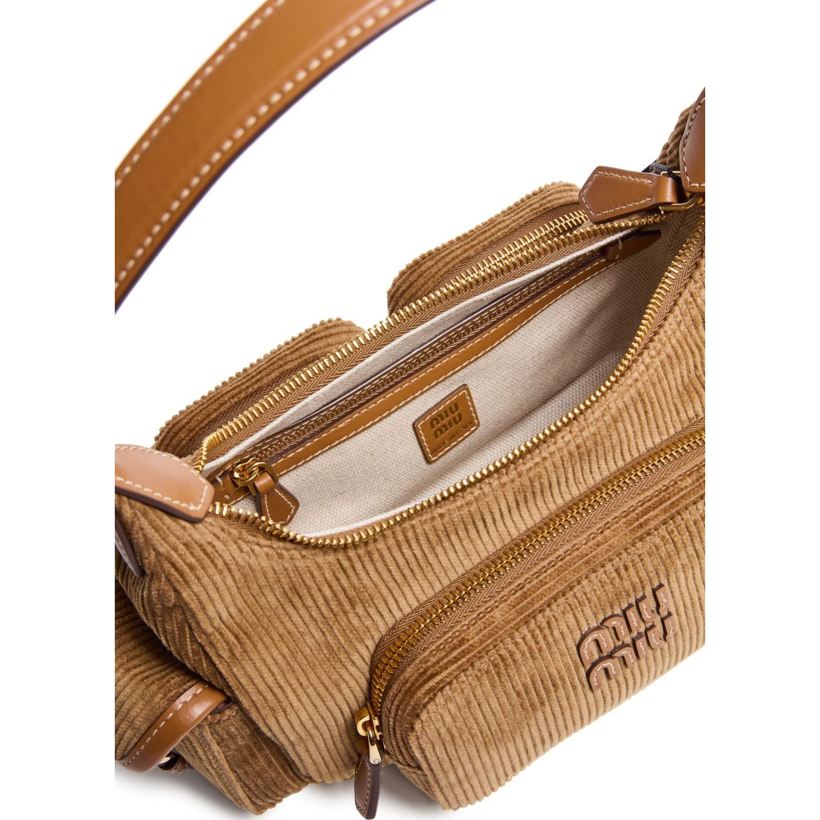 Miu Miu MIU MIU Pocket Corduroy Beige Top Handle Bag New & Authentic Size ONE SIZE - 4 Thumbnail