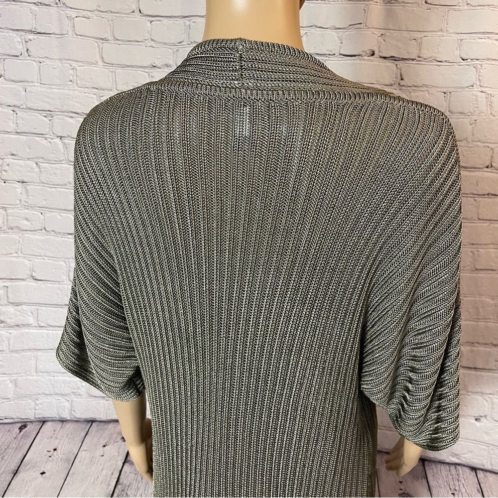 Chicos New Chico's Open Front Knit Short Sleeve Olive Rayon Cardig Size XL / US 12-14 / IT 48-50 - 5 Thumbnail