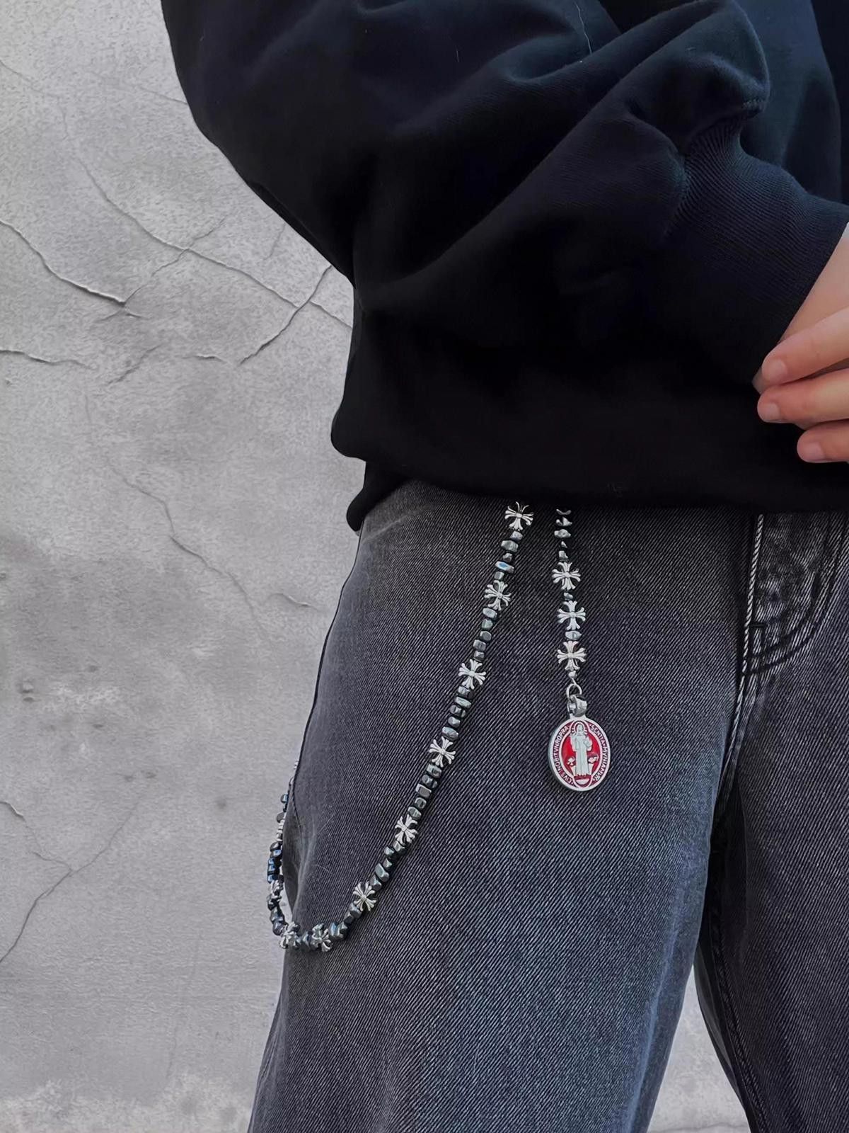 Jewelry Metal Cross Wallet Chain,Y2K Jeans Chain,Gothic Pants Chain Size ONE SIZE - 1 Thumbnail