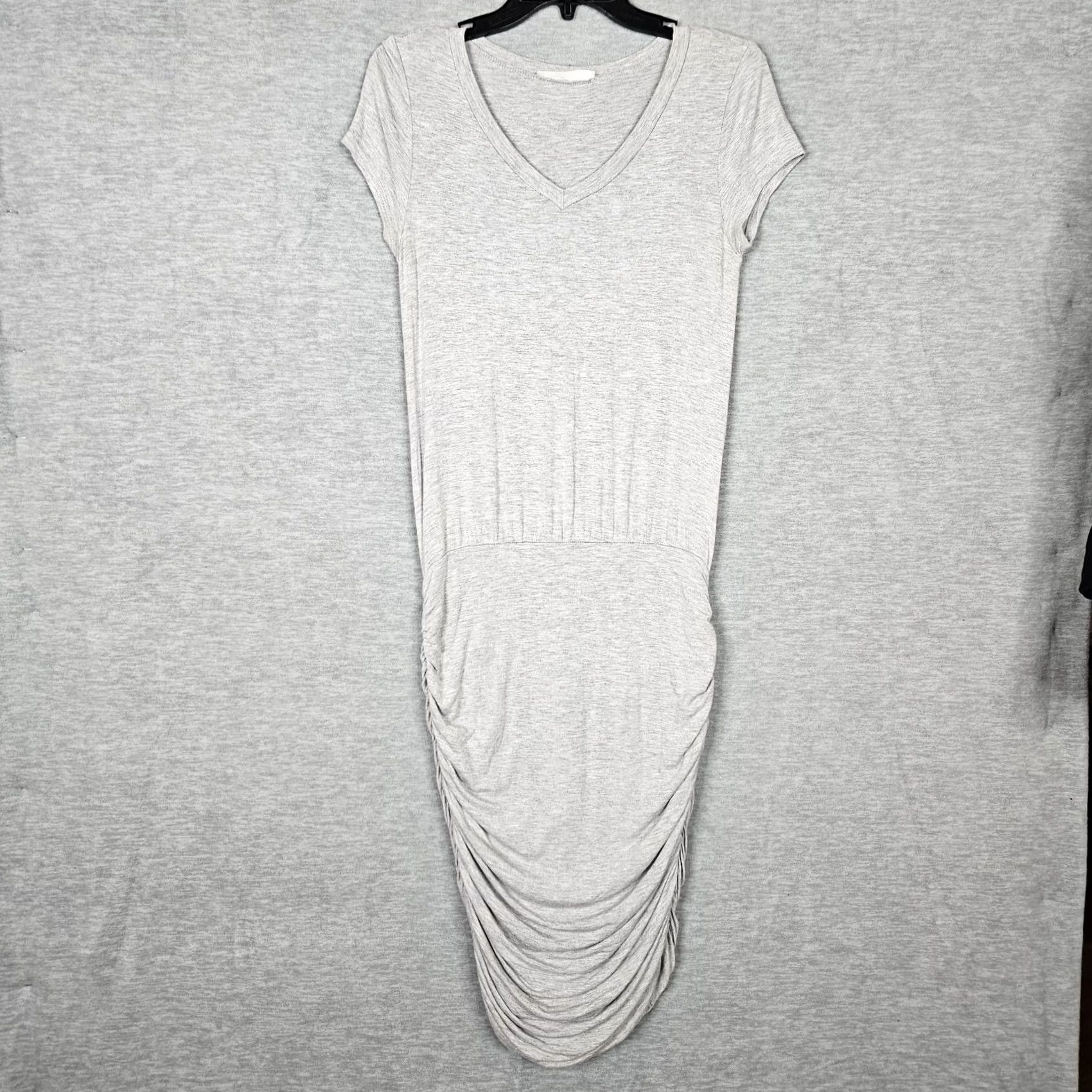Vintage Brigitte Brianna Gray V-neck Stretch Dress Size M Women's A-Line Short Sleeve Size M / US 6-8 / IT 42-44 - 2 Thumbnail