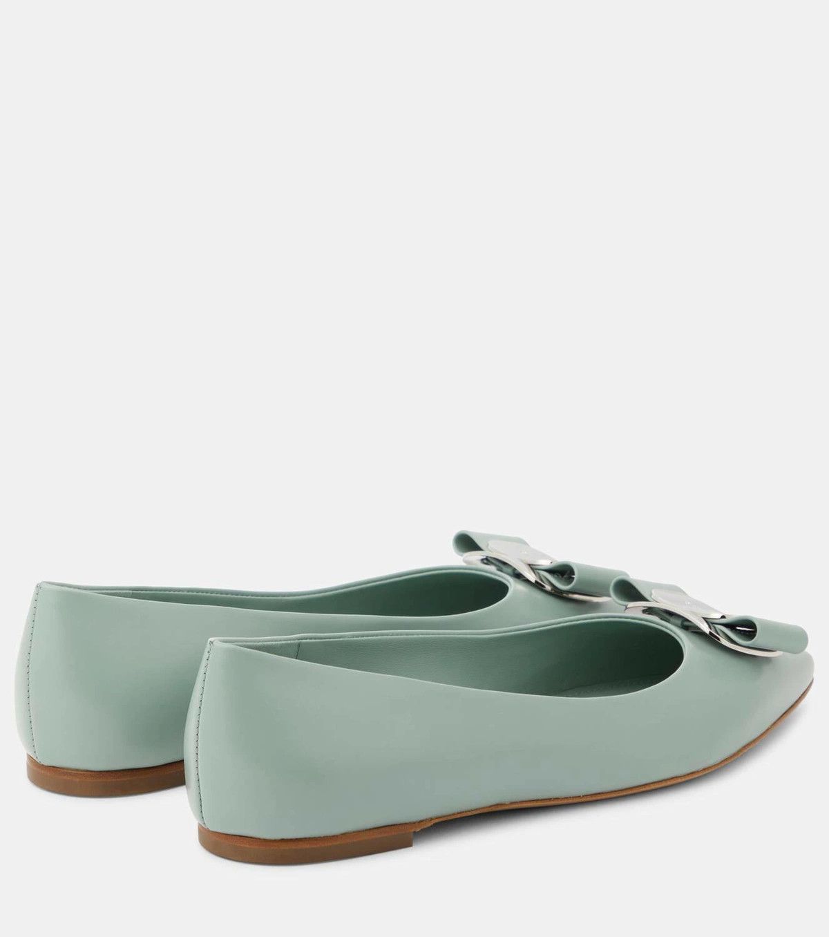 Salvatore Ferragamo o1s1rm0924 Vara Ballet Flats in Light Green Size US 9.5 / IT 39.5 - 2 Thumbnail