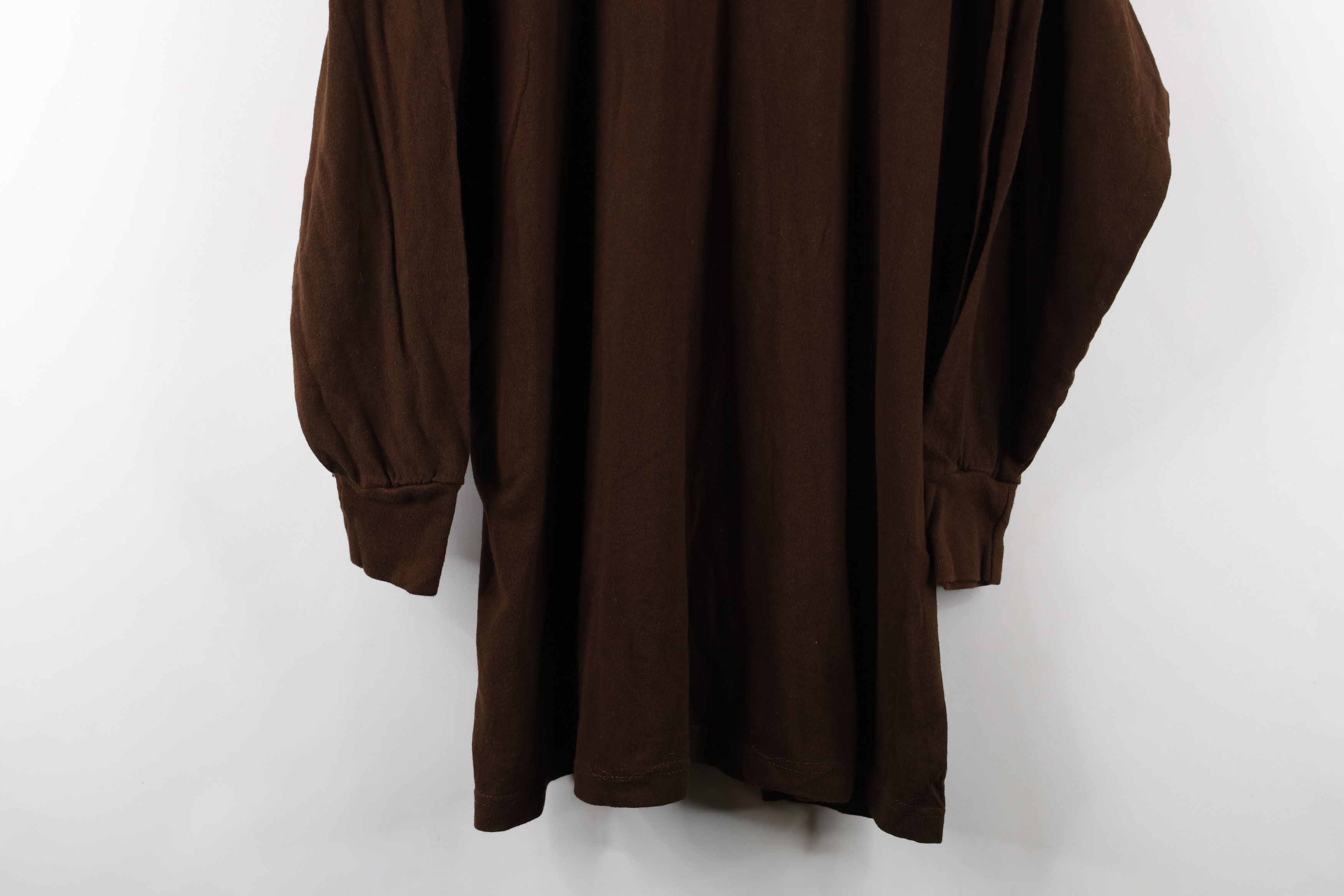Vintage Vintage 90s Streetwear Faded Blank Long Sleeve T-Shirt Brown Size US XL / EU 56 / 4 - 3 Thumbnail