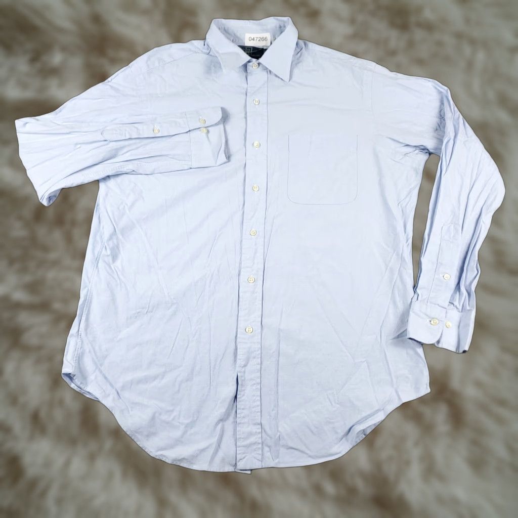 Ralph Lauren Ralph Lauren Dress Shirt Mens 16 Blue Cotton Button-Down Long Sleeve Regular Mens Size 42R - 1 Thumbnail