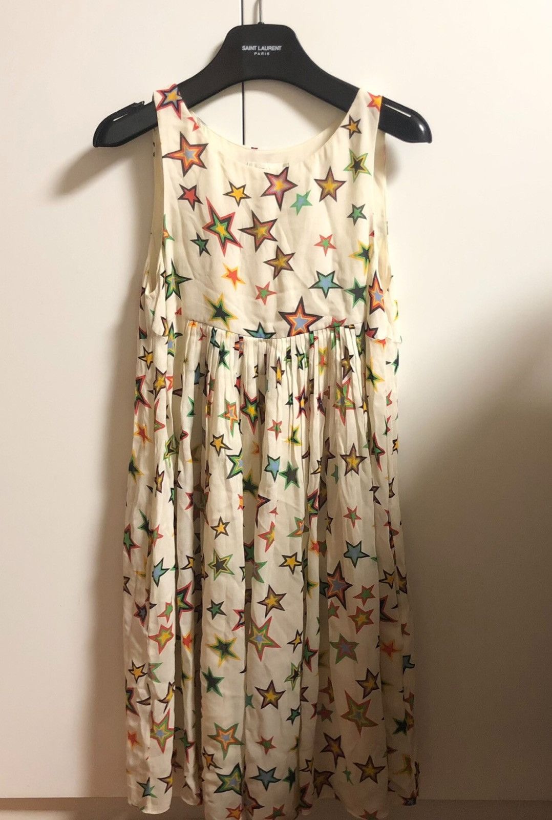 Saint Laurent Paris Saint Laurent Beige Mulberry Silk Star Dress Size S / US 4 / IT 40 - 2 Thumbnail