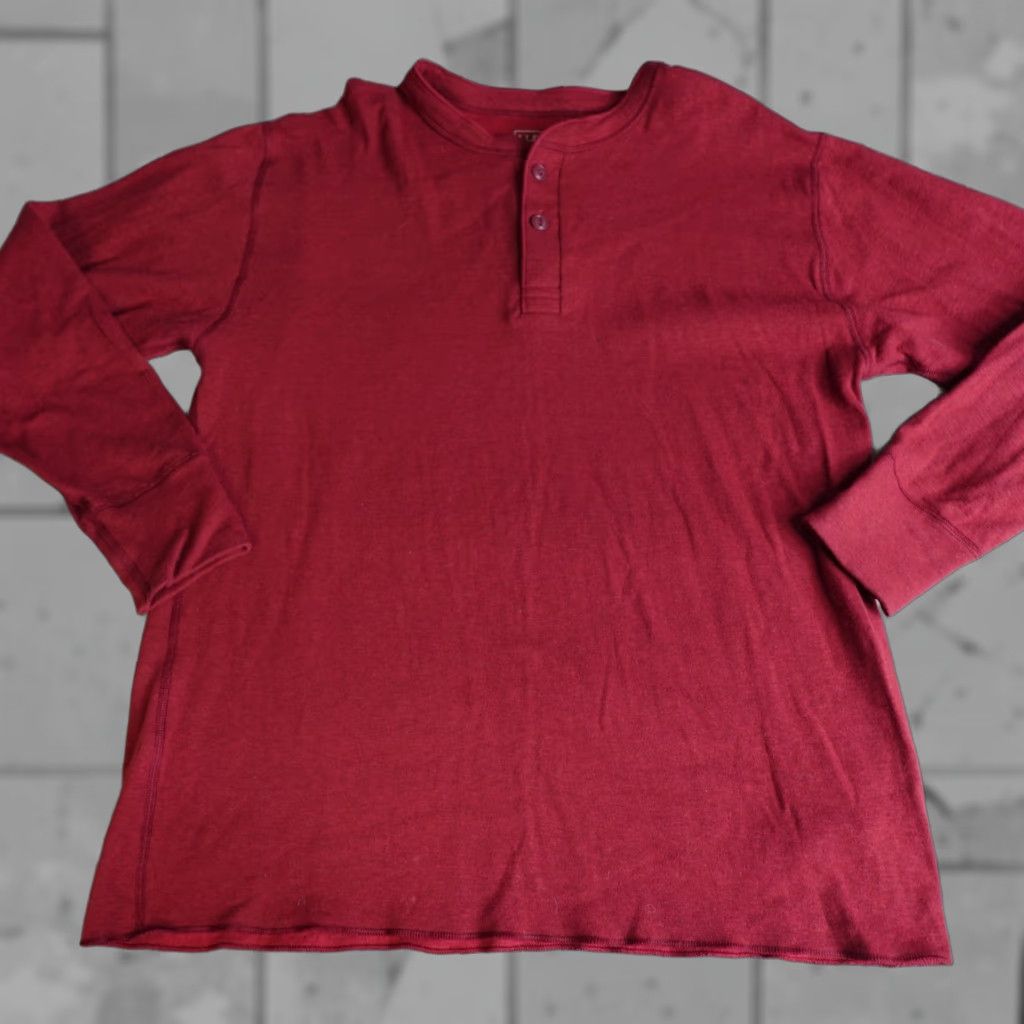 Vintage LL Bean Mens Shirt Large Red Henley River Guide Wool Blend Size US L / EU 52-54 / 3 - 1 Thumbnail