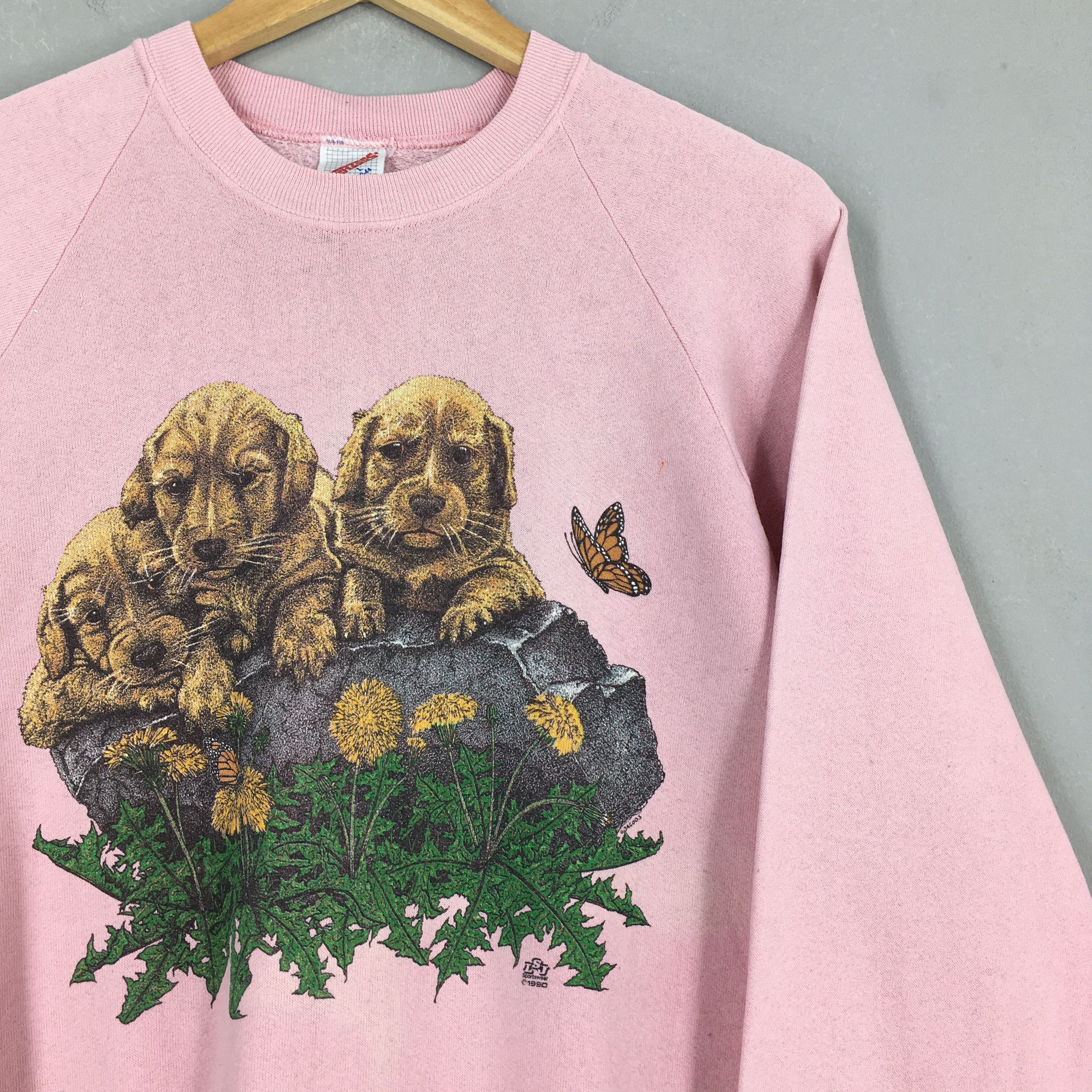 Jerzees × Vintage Vintage Dog Graphic Printed Pink Sweatshirt Large Size US L / EU 52-54 / 3 - 2 Thumbnail
