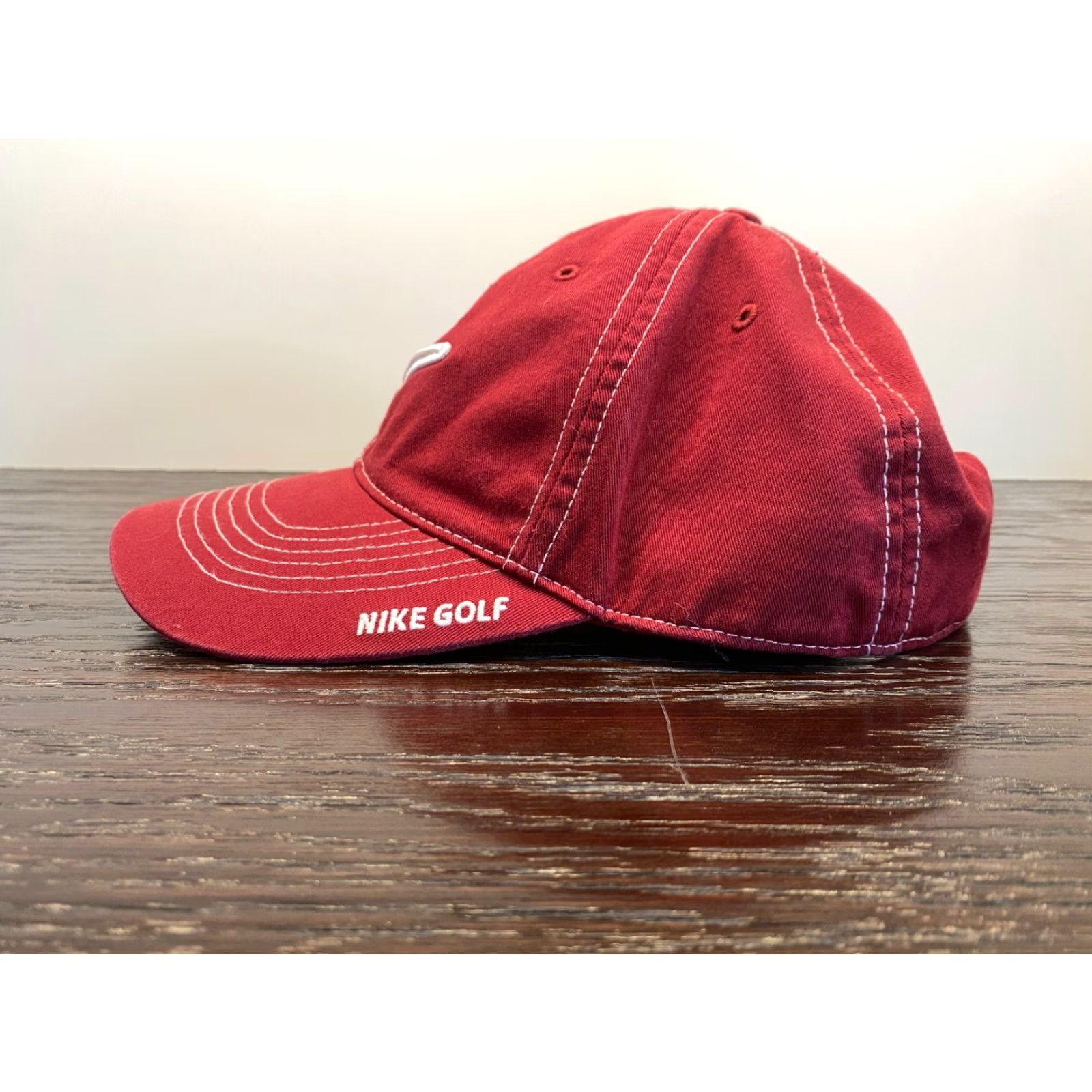 Nike VINTAGE Nike Golf Hat Cap Mens One Size Red Cotton Twill Adjustable Sports Cap Size ONE SIZE - 4 Thumbnail