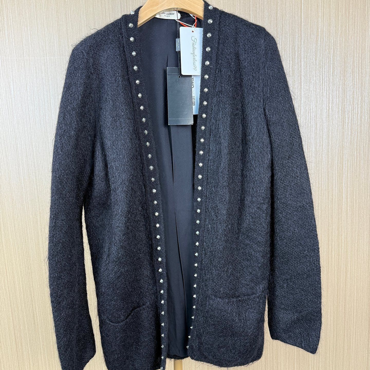 Saint Laurent Paris Saint Laurent Studded Mohair Cardigan Size XS Size XS / US 0-2 / IT 36-38 - 1 Thumbnail