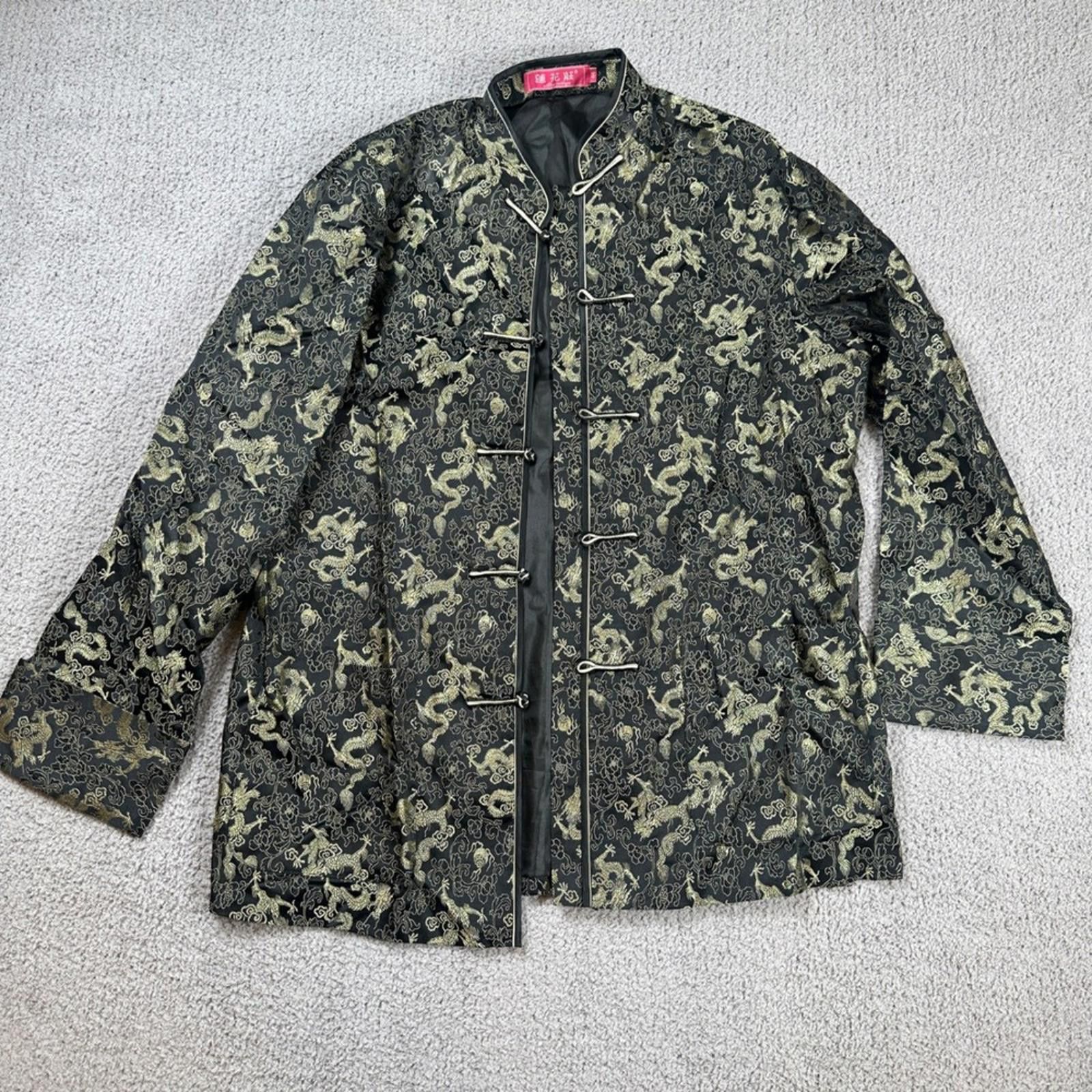 Other Silk Brocade Dragon Jacket Mandarin Collar Lotus Village Men Size 44R - 6 Thumbnail