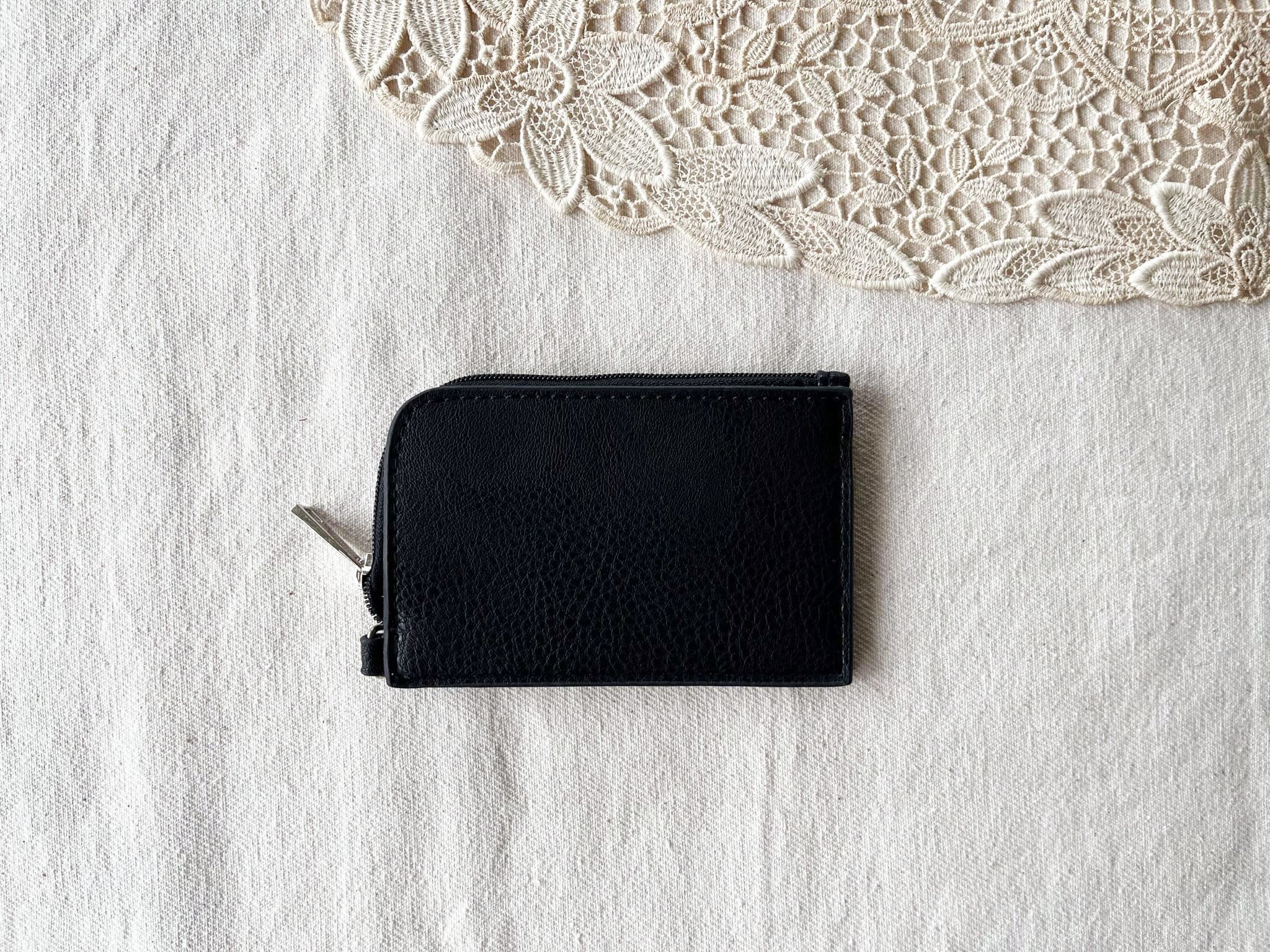 Vintage Compact Size Minimalist Black PU Leather half zip wallet Size ONE SIZE - 1 Thumbnail