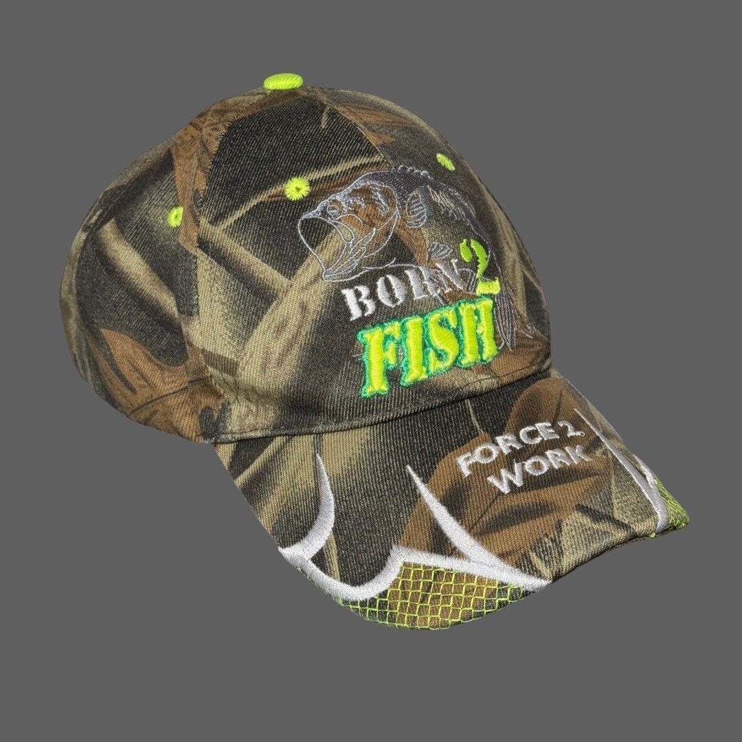 Other Born 2 Fish Forced 2 Work Camouflage Embroidered Cap Hat OS Size ONE SIZE - 1 Thumbnail