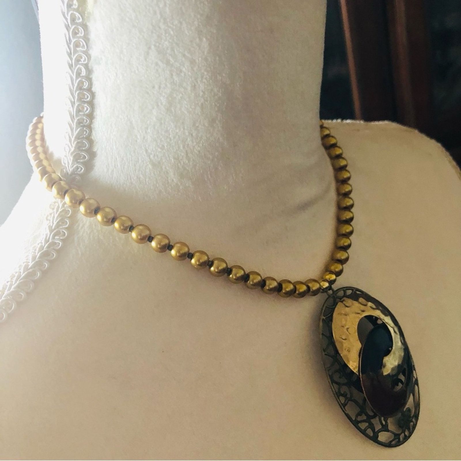 Handmade Handcrafted repurpose medieval look filigree Pearl necklace Size ONE SIZE - 3 Thumbnail