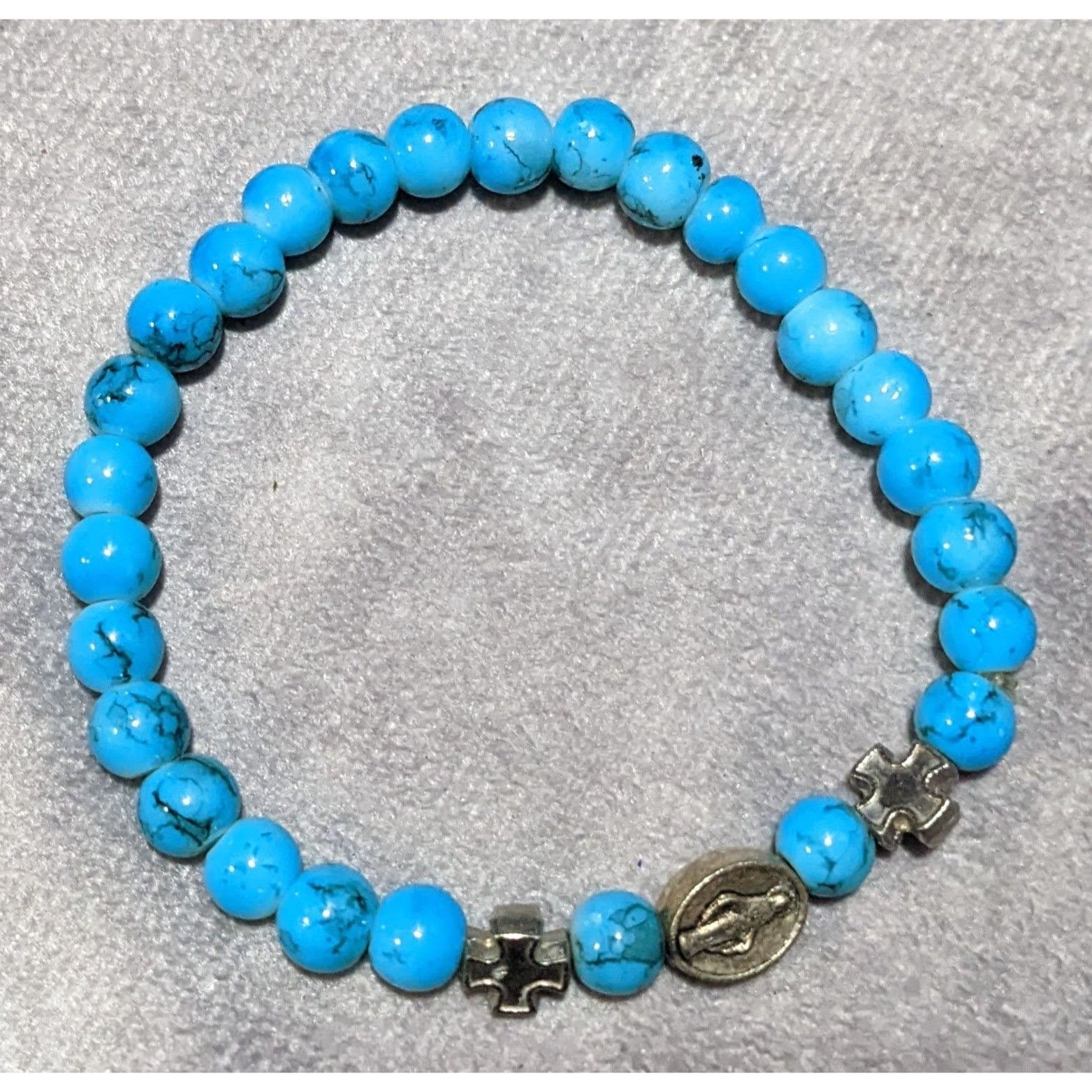 Other Blue And Silver Tone Religious Stretch Bracelet Size ONE SIZE - 5 Thumbnail