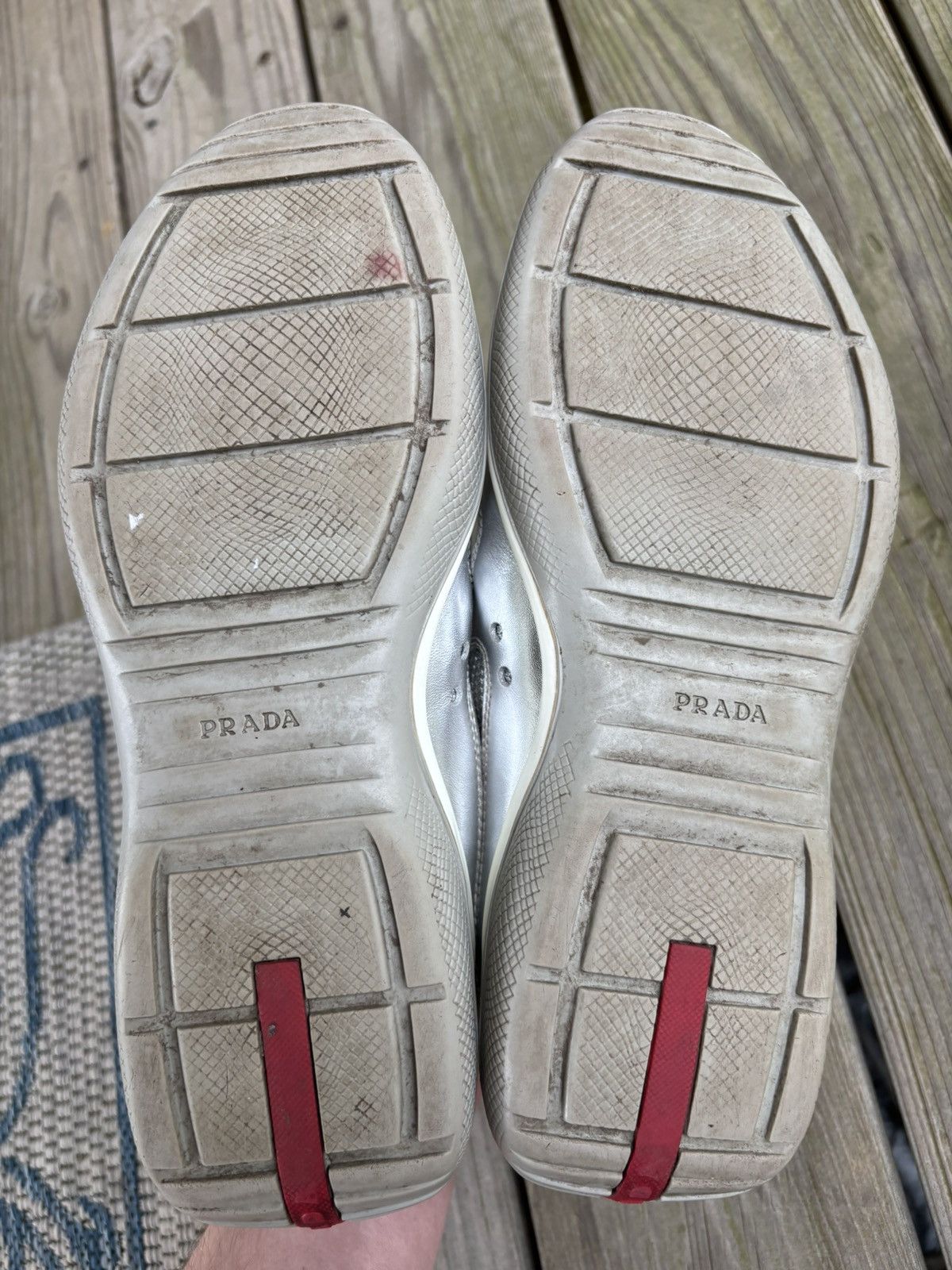 Prada Americas Cup Silver Leather Size 9 Size US 9 / EU 42 - 8 Thumbnail