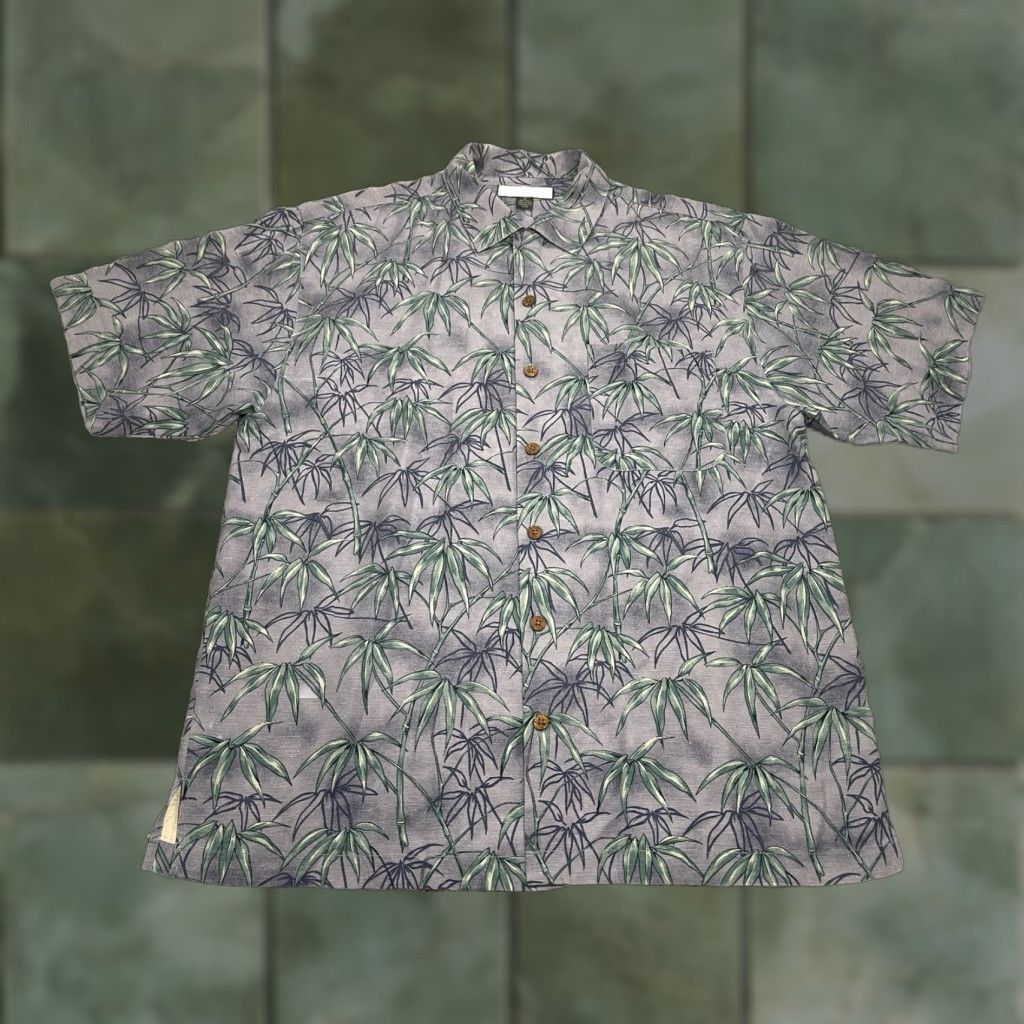 Tommy Bahama Tommy Bahama Silk Button-Up Shirt M Multicolor Bamboo Tree Print Tropical Print Short Sleeve Collared Button-Up Point Collar Hawaiian Men Size US M / EU 48-50 / 2 - 1 Thumbnail